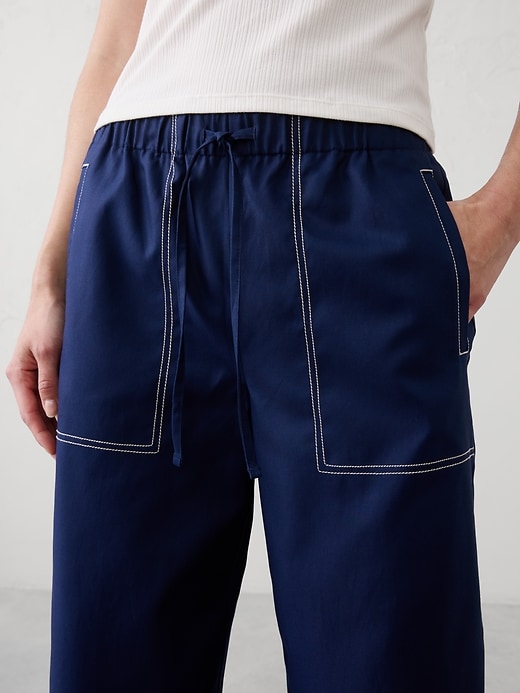 Wide-Leg Mid-Rise Twill Pull-On Utility Pant | Banana Republic Factory