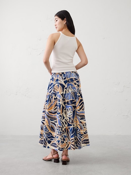 Linen-Blend Tiered Midi Skirt | Banana Republic Factory
