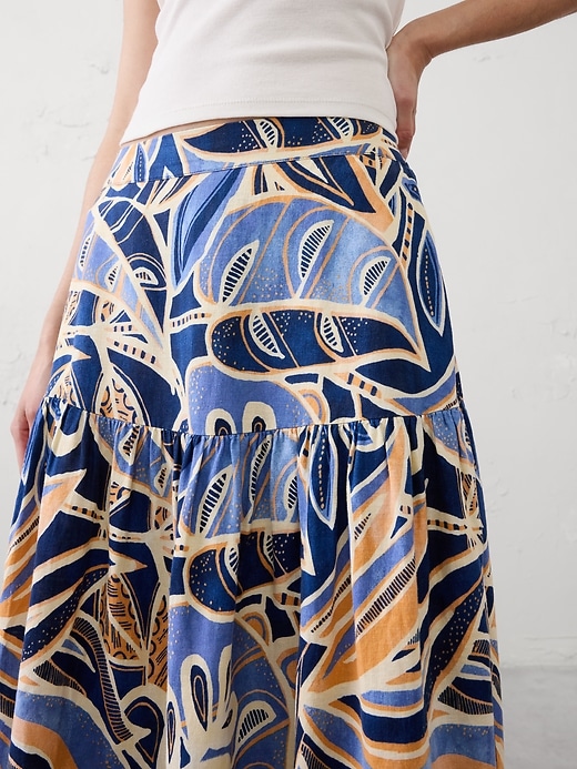 Linen-Blend Tiered Midi Skirt | Banana Republic Factory