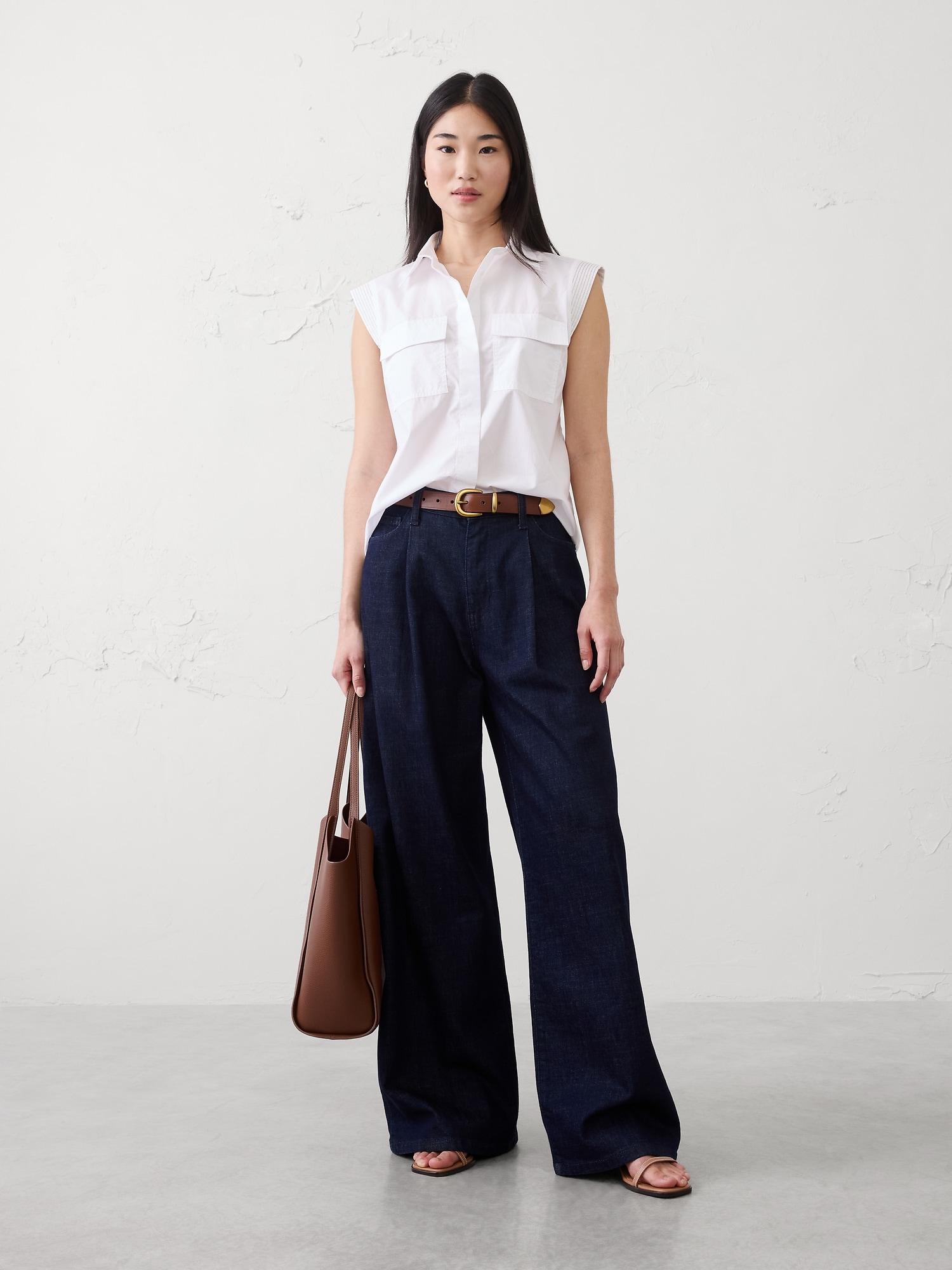 Image number 8 showing, Denim Trapunto Cap-Sleeve Shirt