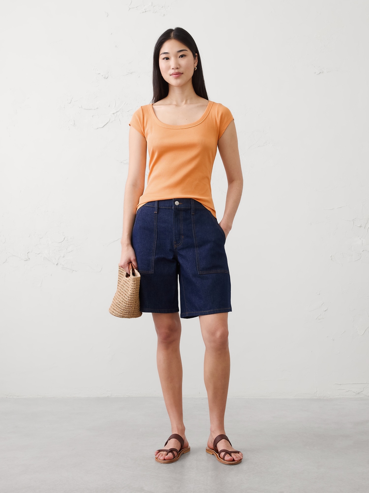 Image number 1 showing, Ribbed Scoop-Neck T-Shirt