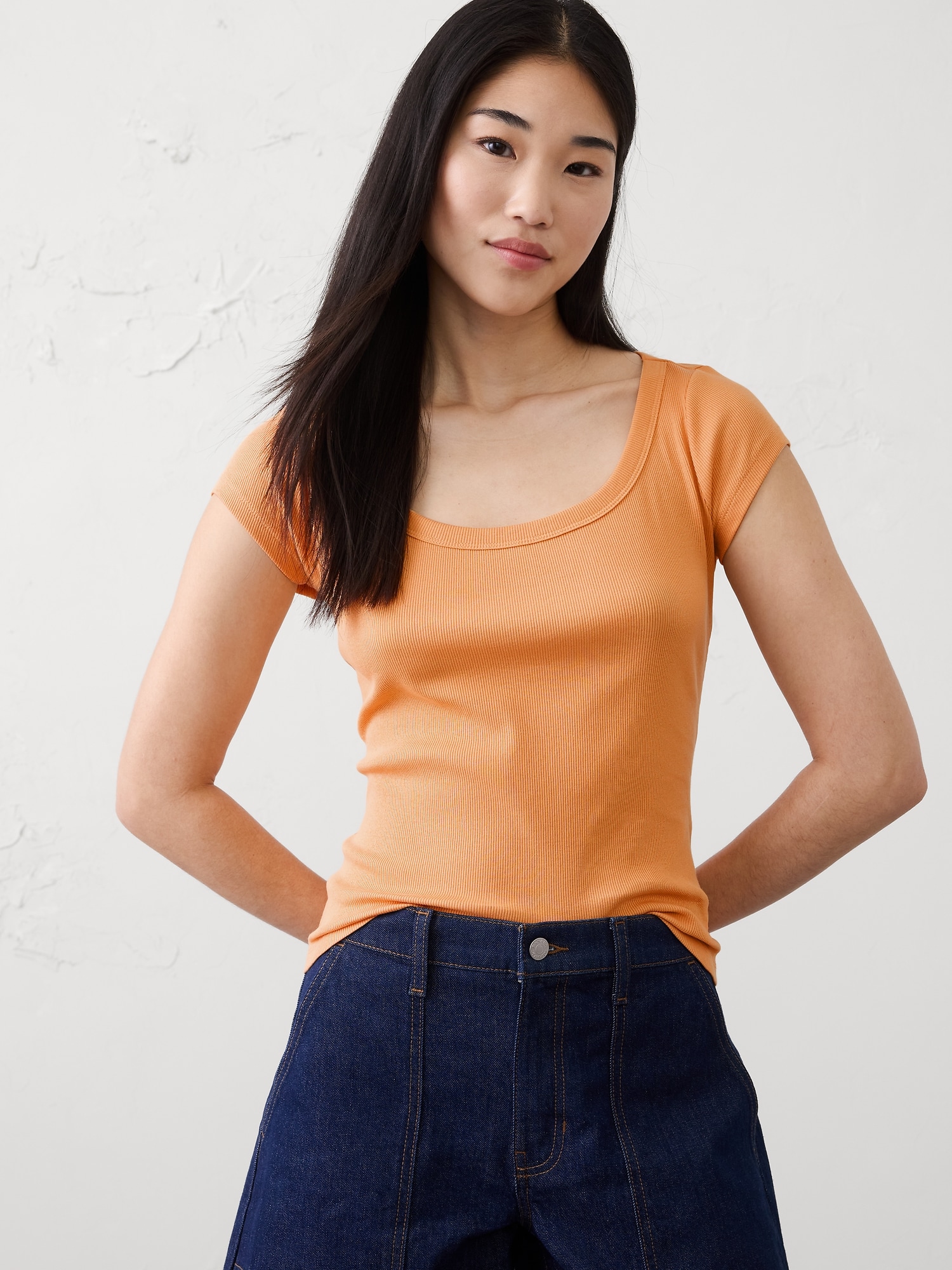 Image number 3 showing, Ribbed Scoop-Neck T-Shirt