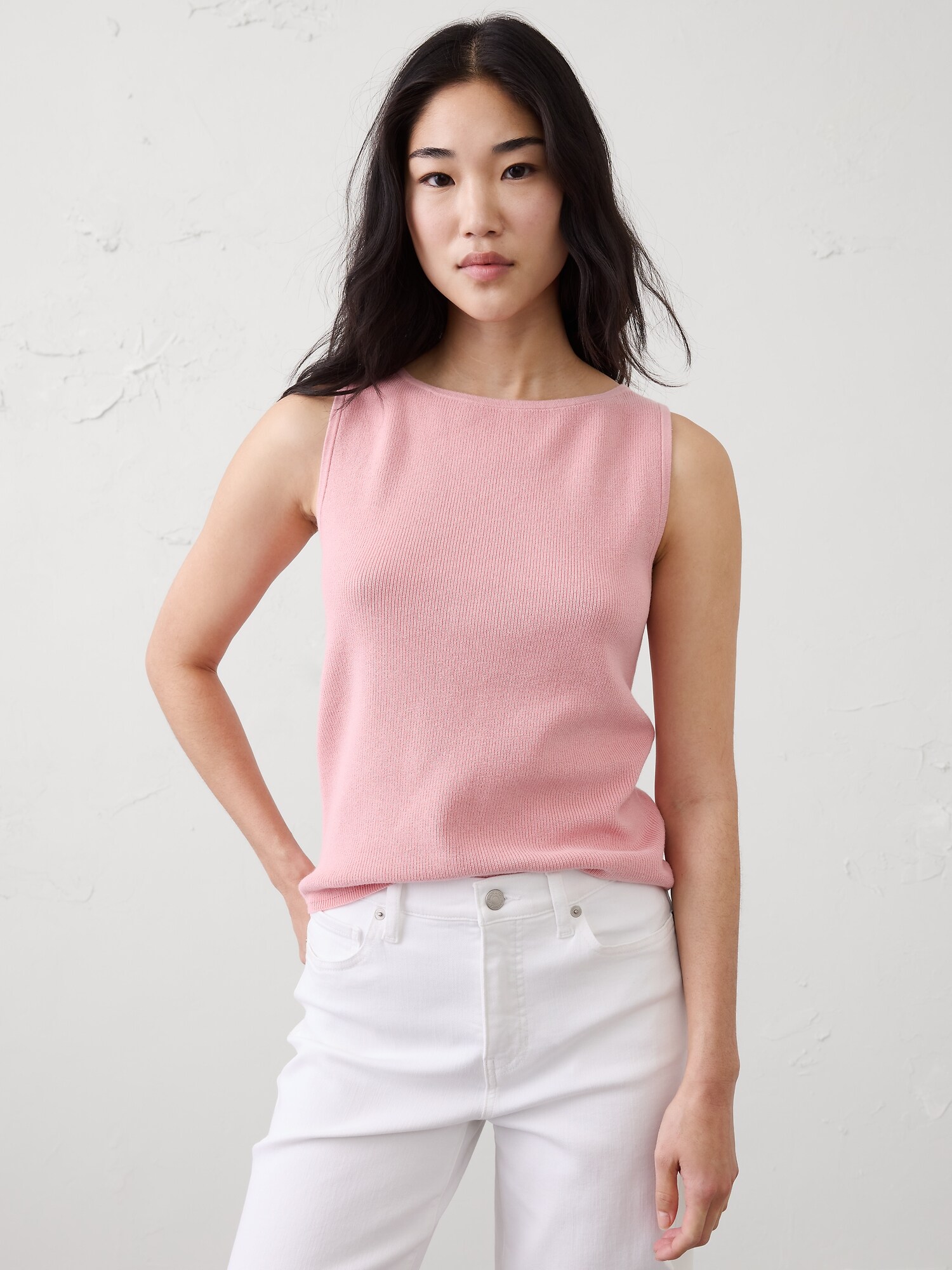 Image number 1 showing, Textured Boatneck Sweater Tank