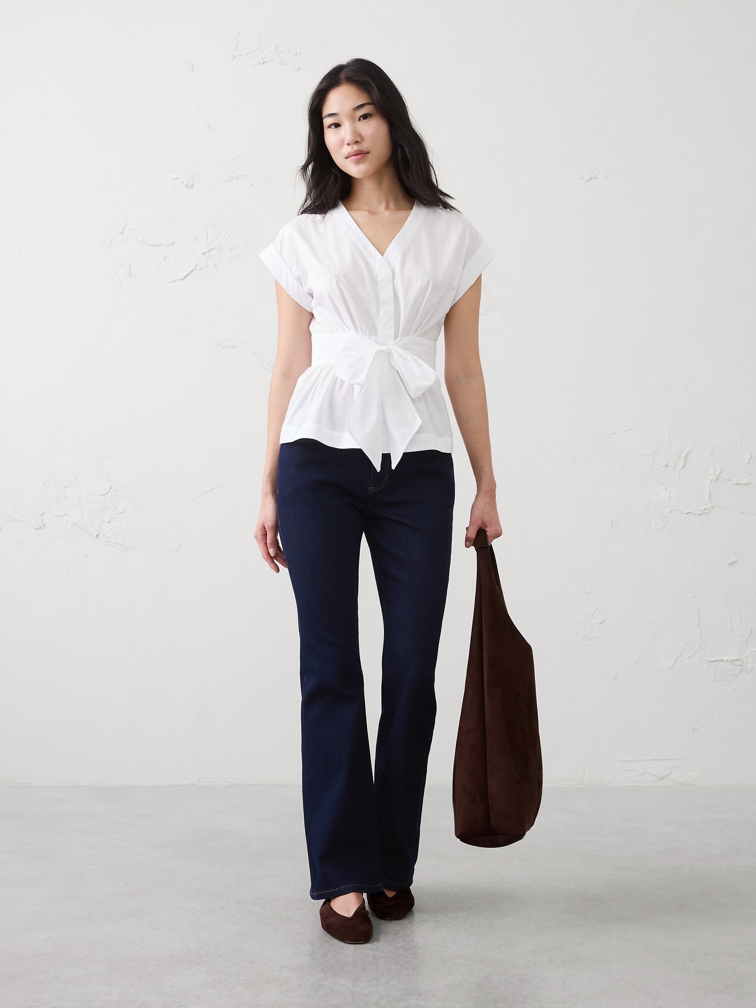 Image number 1 showing, Poplin Tie-Front Top