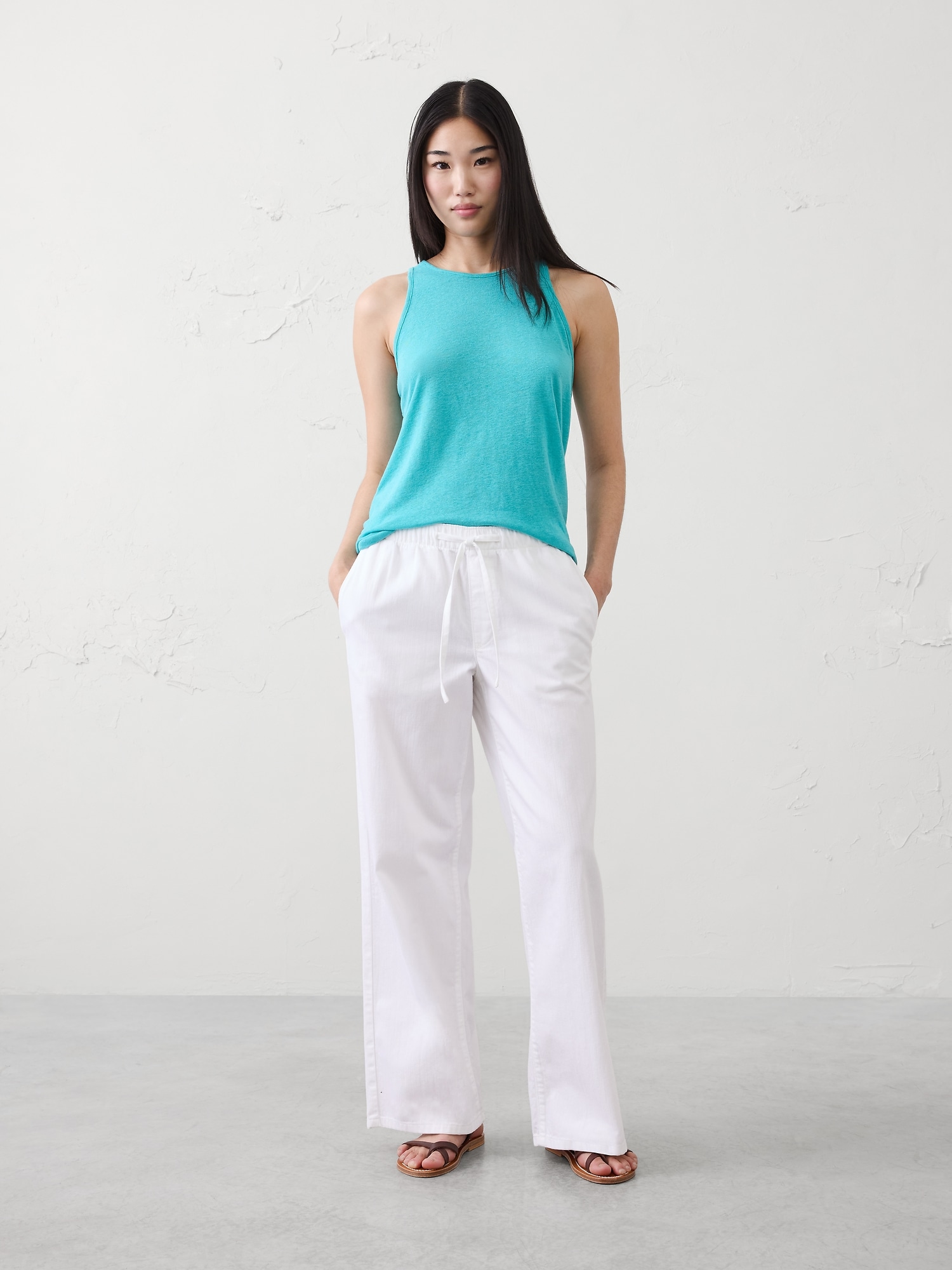 Image number 1 showing, Linen-Blend Racer Back Tank