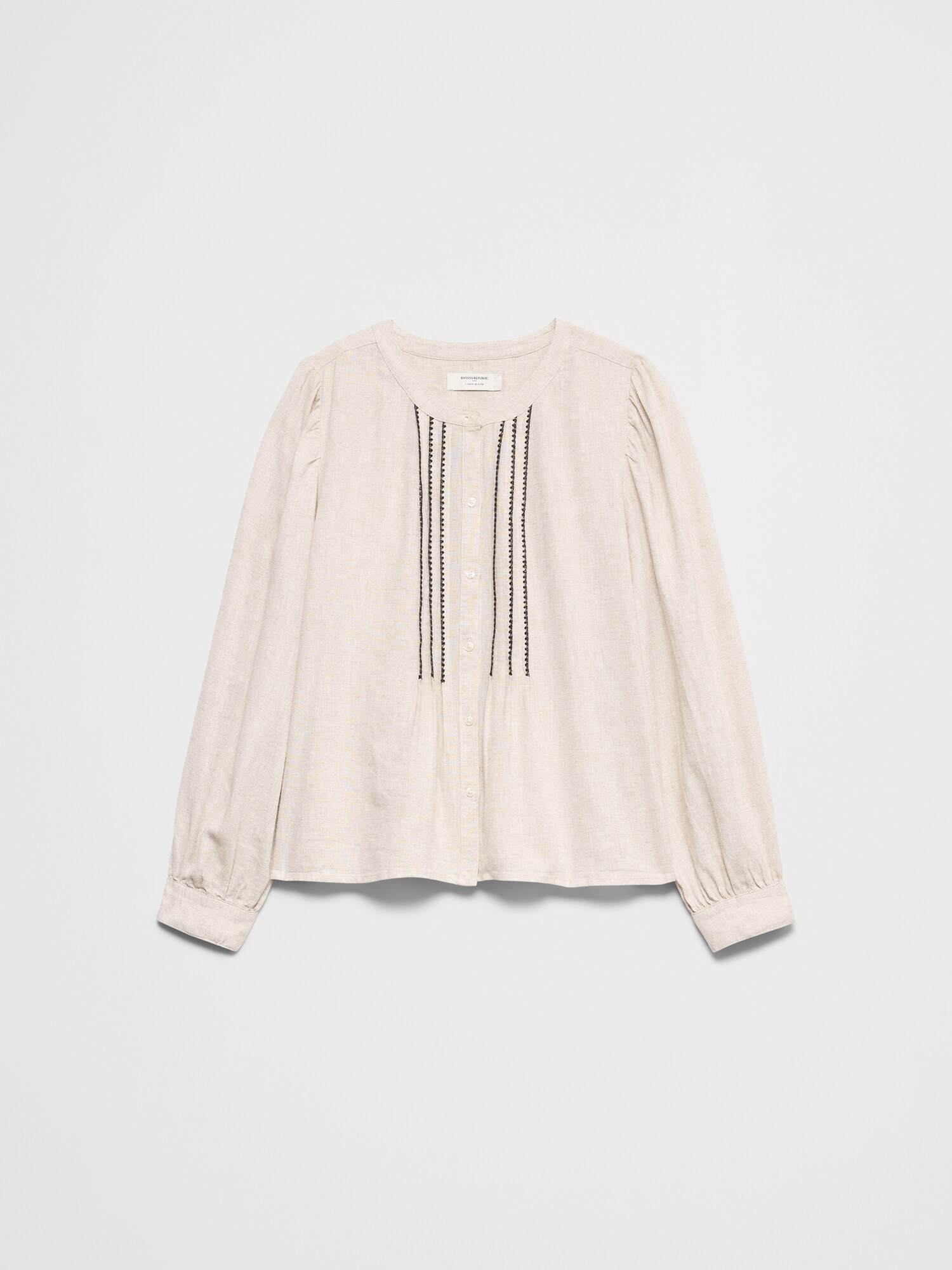 Image number 4 showing, Linen-Blend Drapey Embroidered Top