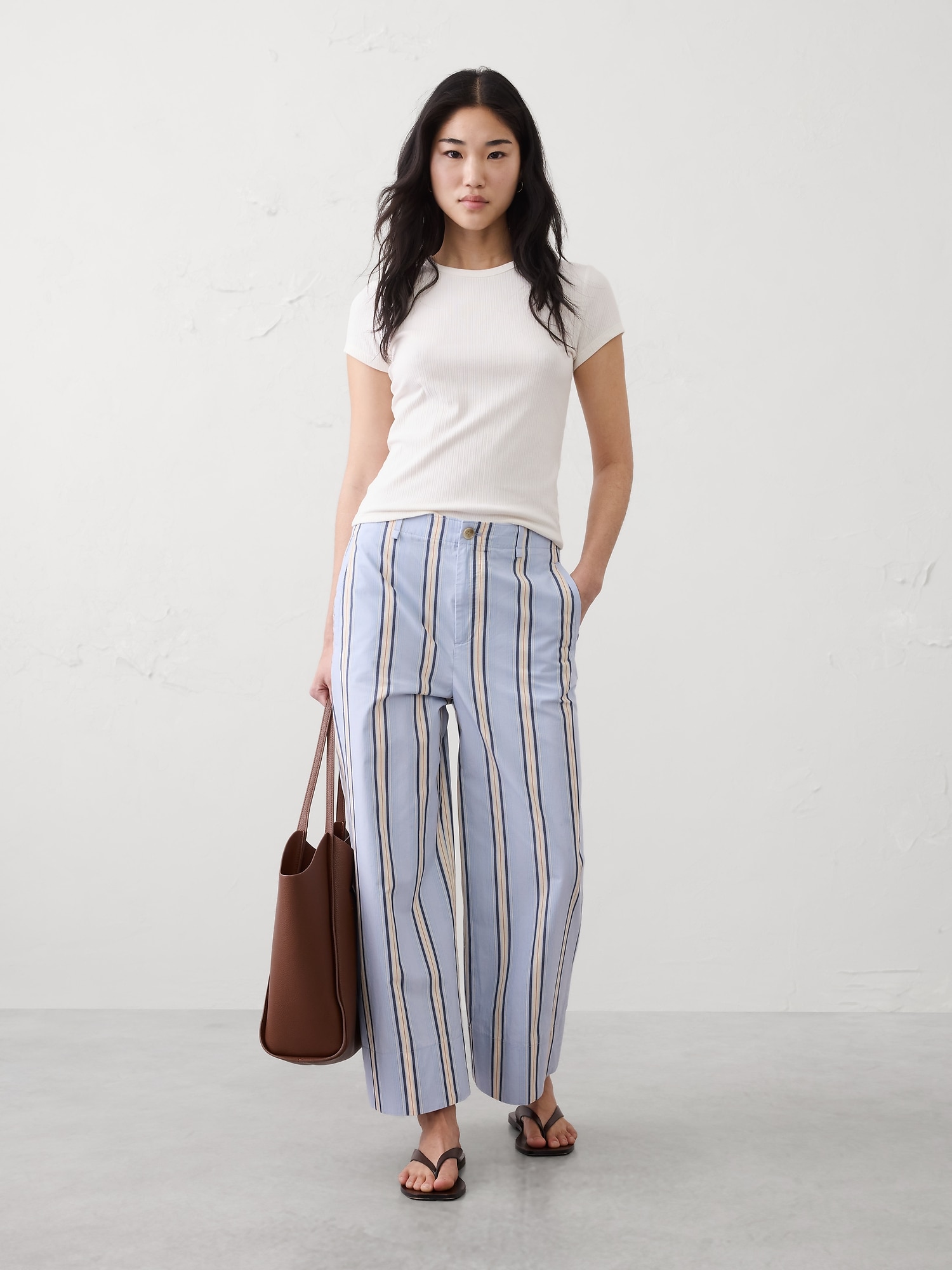 Image number 1 showing, Wide-Leg High-Rise Cropped Pant