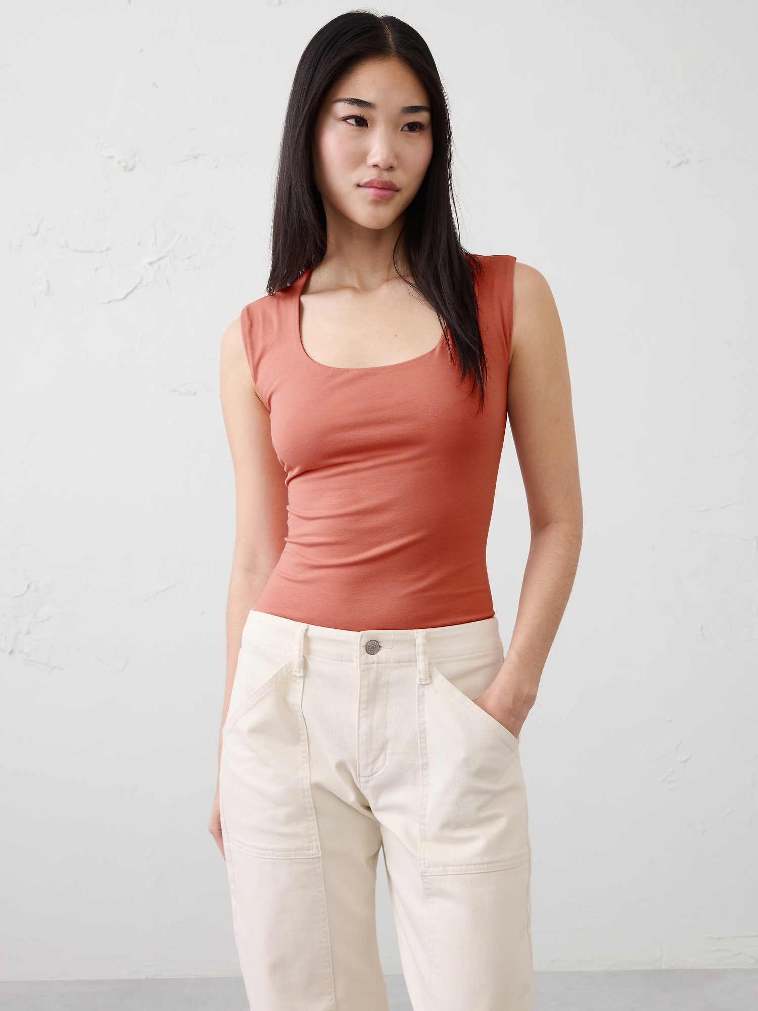 Image number 1 showing, Soft Stretch Scoop-Neck Top