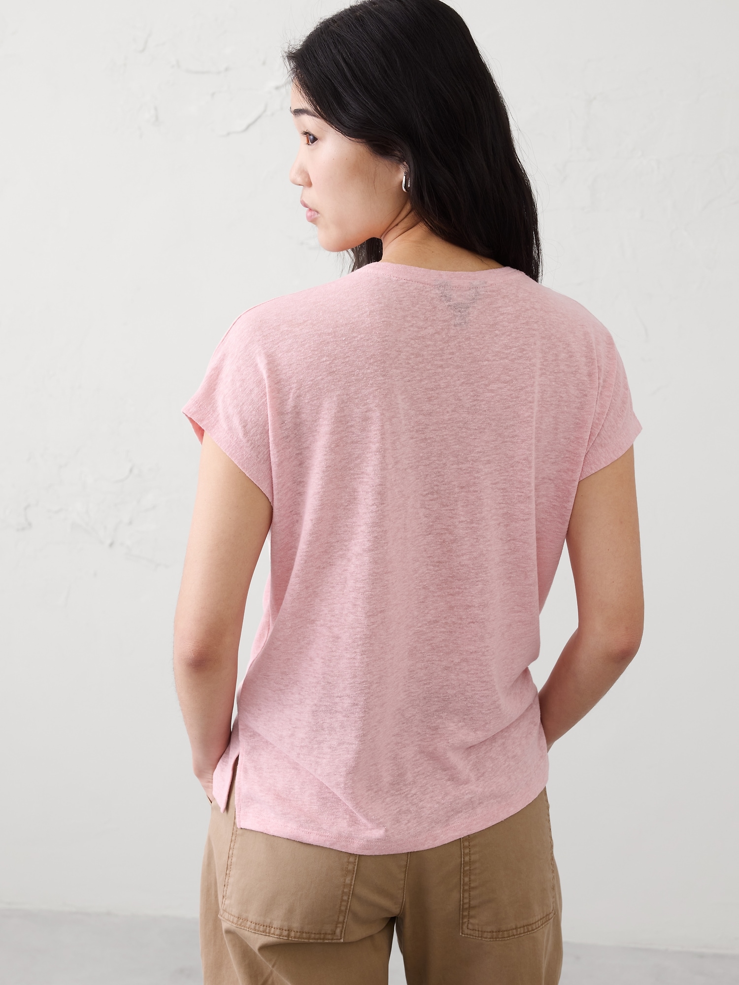 Image number 5 showing, Linen-Blend Cap-Sleeve T-Shirt