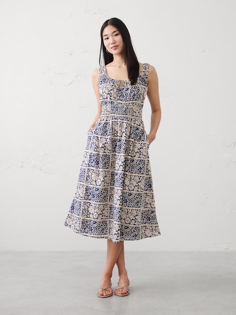 Smocked Waist Midi Dress
