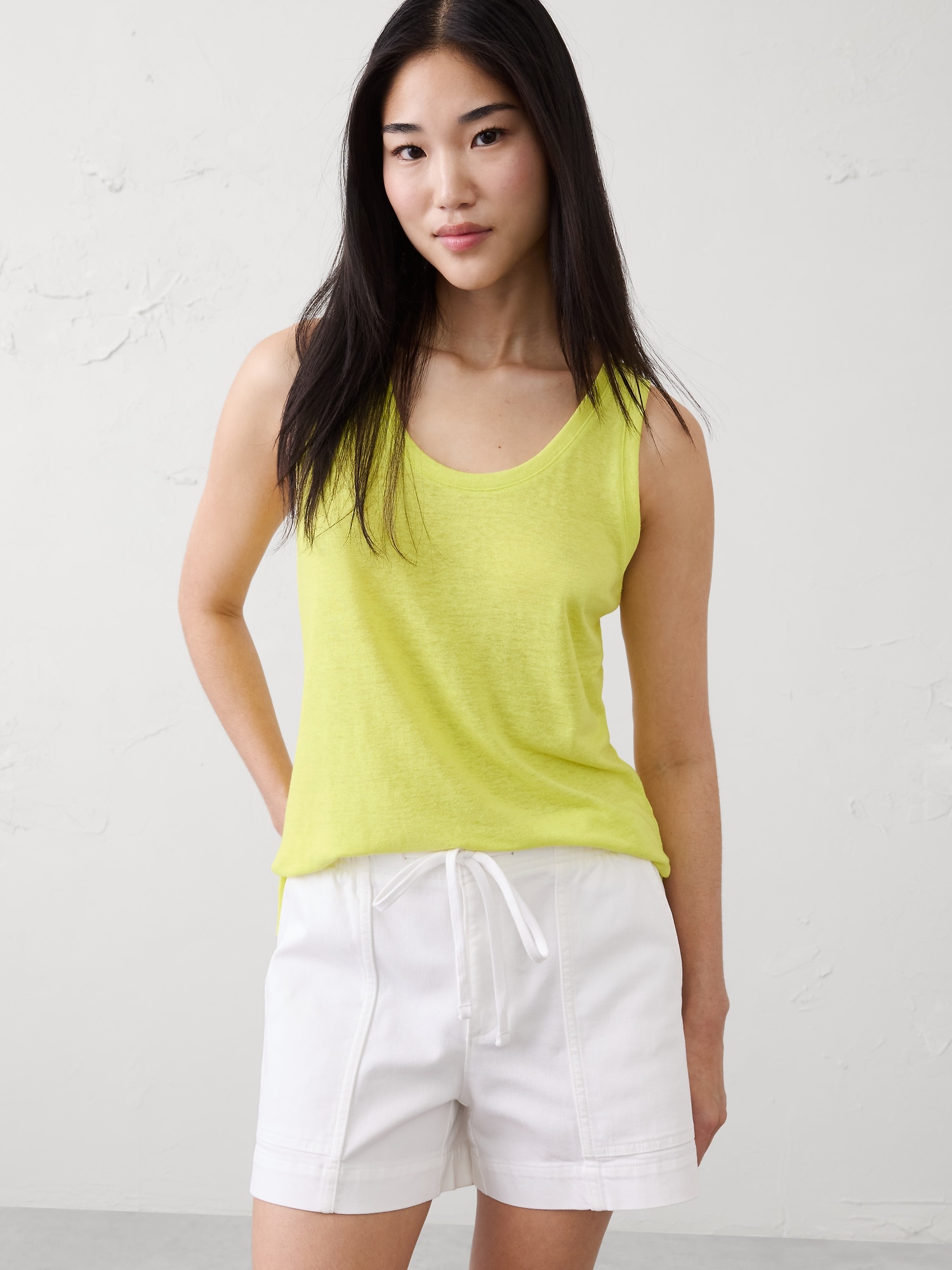 Image number 1 showing, Linen-Blend Scoop-Neck Tank