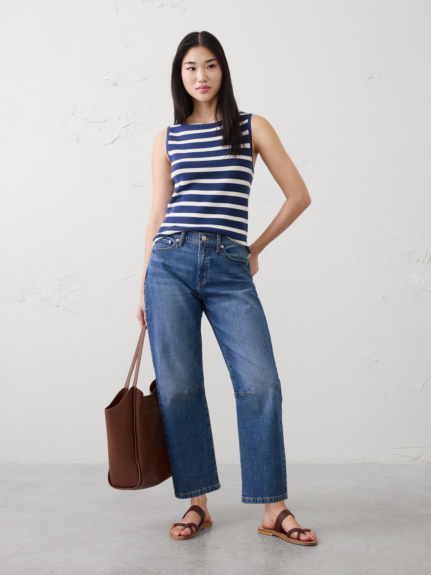 Image number 1 showing, Textured Boatneck Sweater Tank