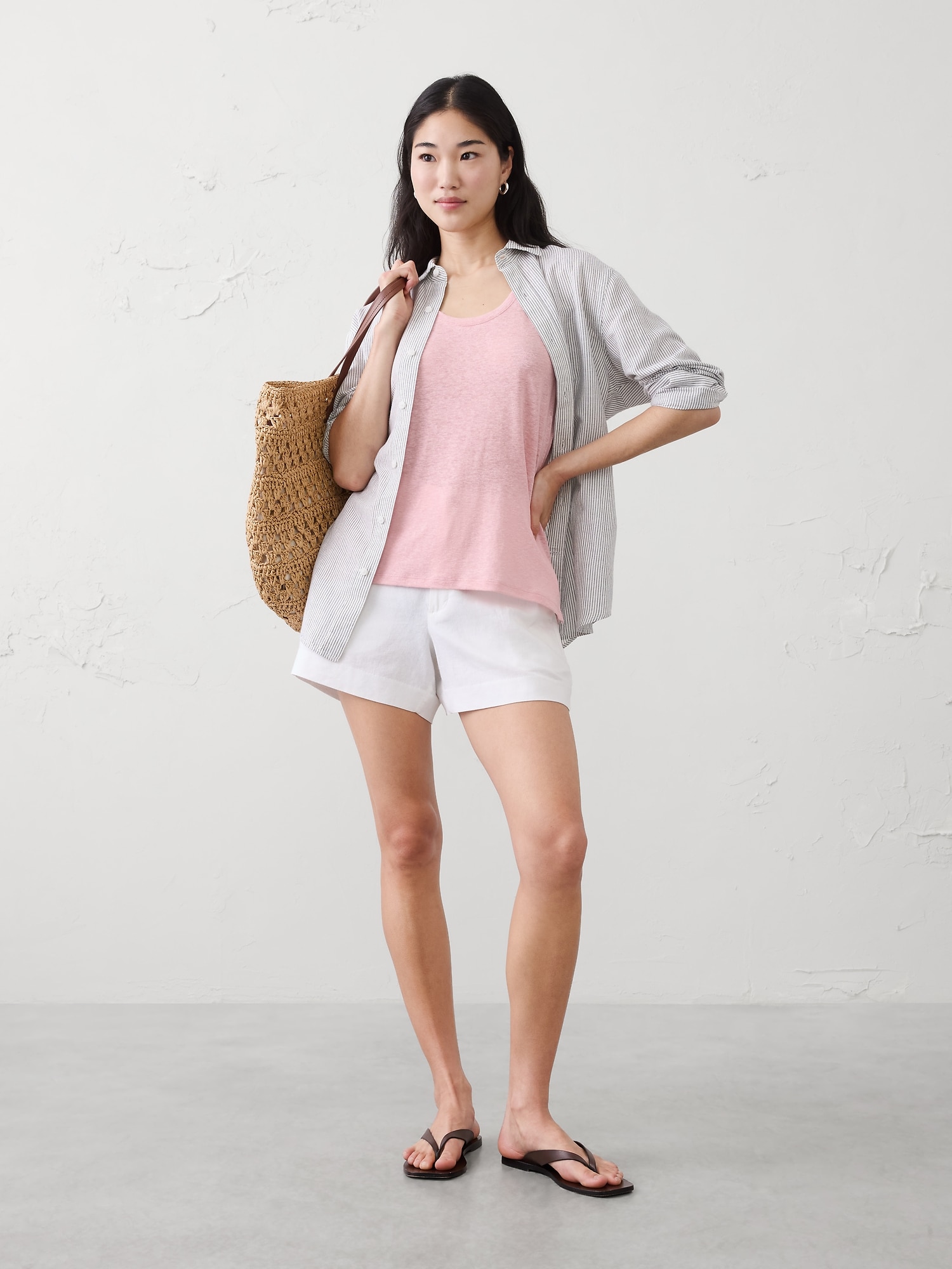 Image number 3 showing, Linen-Blend Scoop-Neck Tank