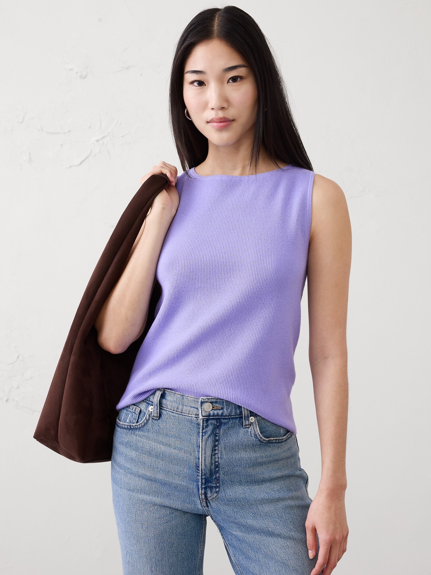 Image number 1 showing, Textured Boatneck Sweater Tank