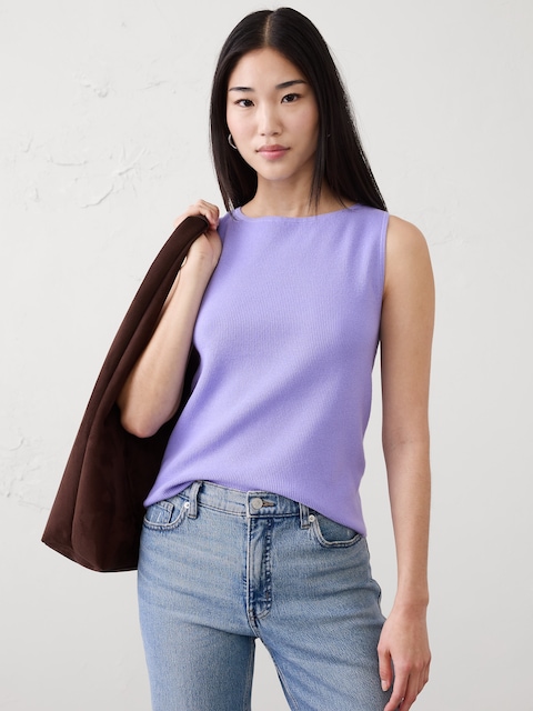 Cotton Boatneck Sweater Tank