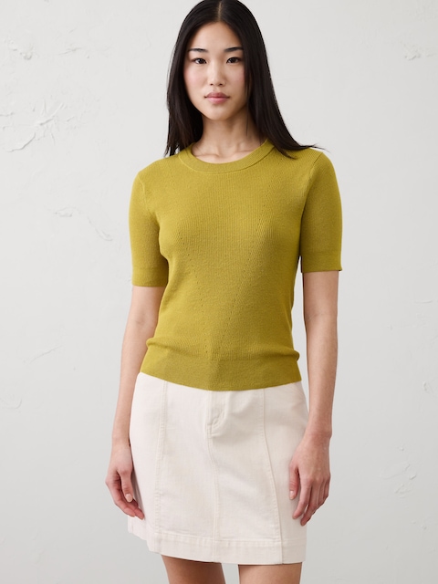 Cotton Pointelle Sweater
