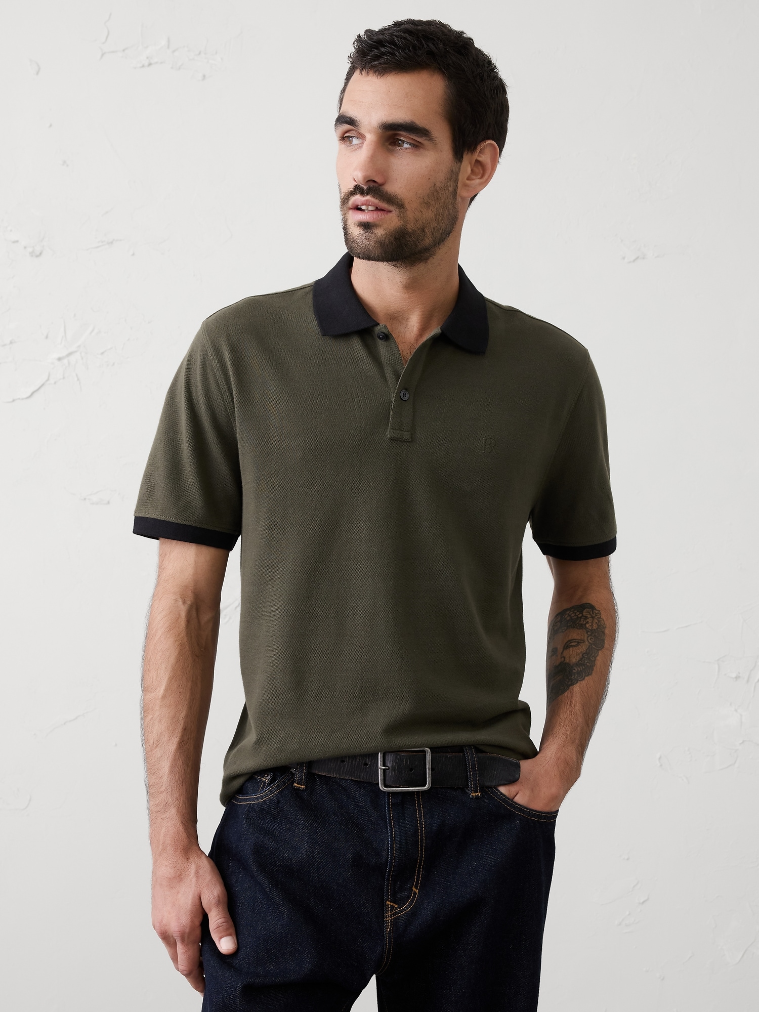 Slim-Fit Monogram Pique Polo