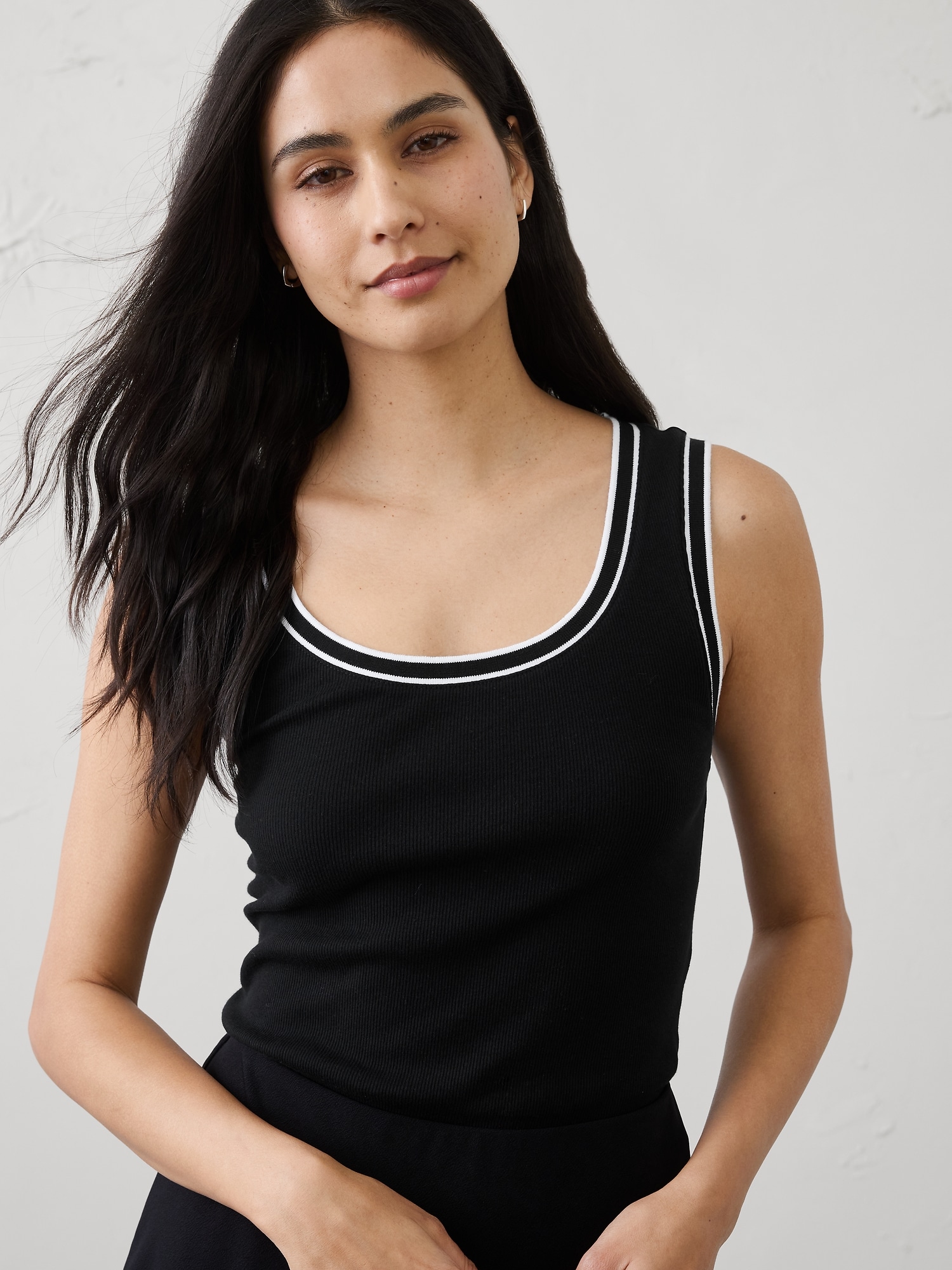 Image number 1 showing, Ribbed Scoop-Neck Tank