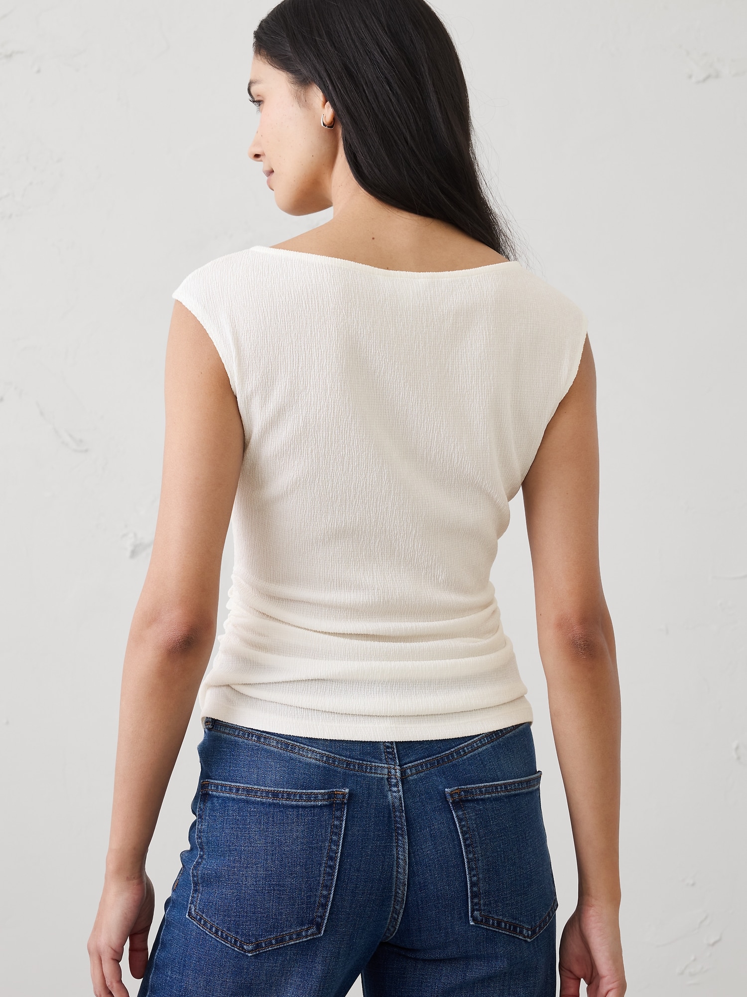 Image number 2 showing, Textured Smocked Ruched Top