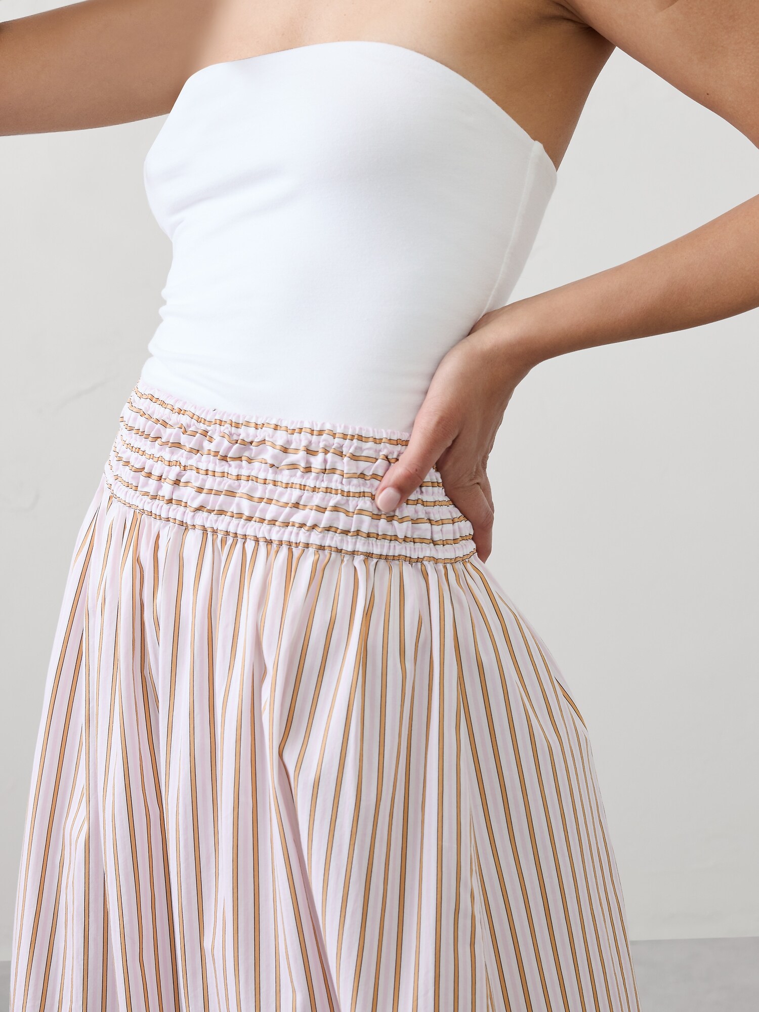 Image number 6 showing, Poplin Smocked-Waist Midi Skirt