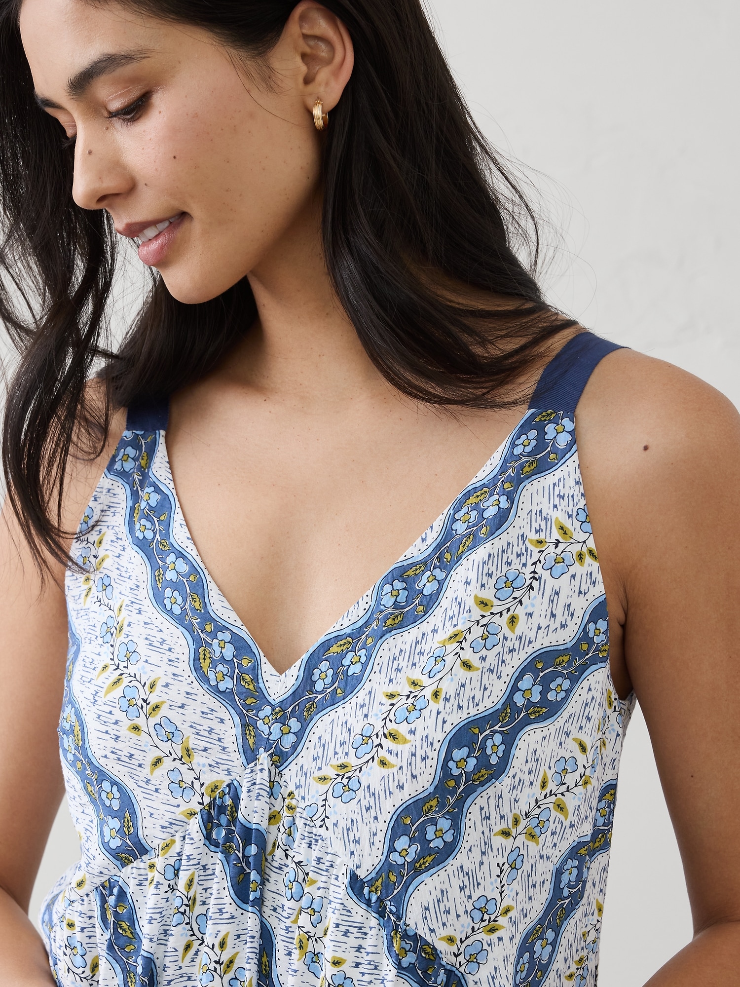 Image number 3 showing, Silky Slub Empire-Tiered Midi Dress