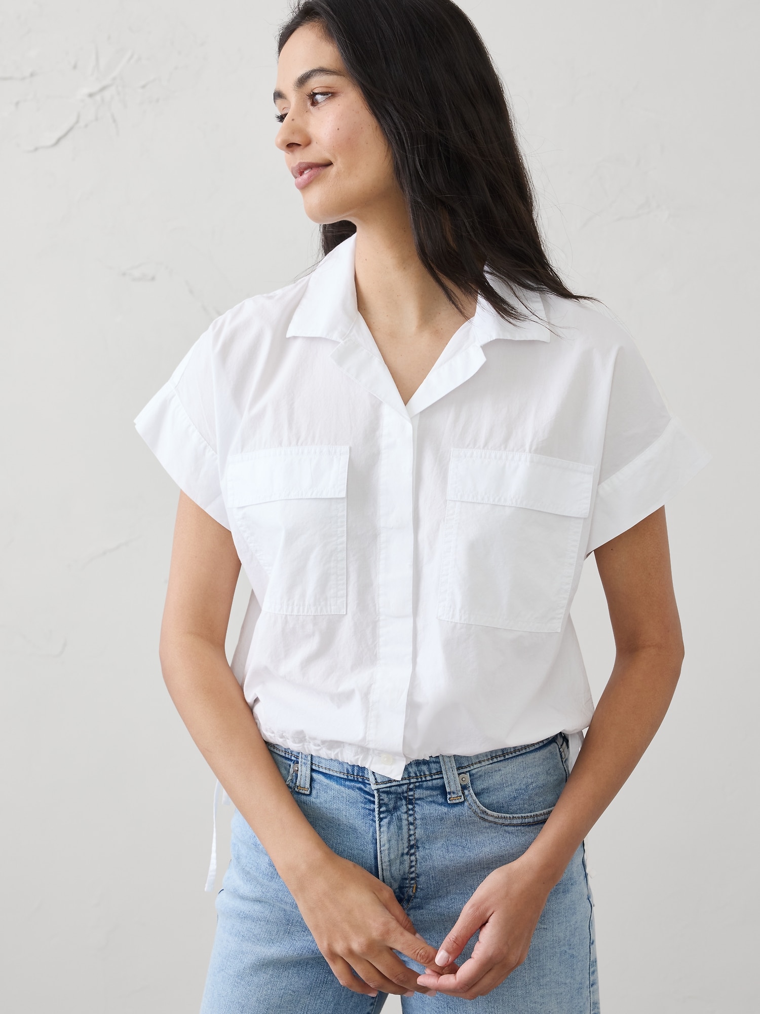 Image number 1 showing, Drawstring-Hem Shirt