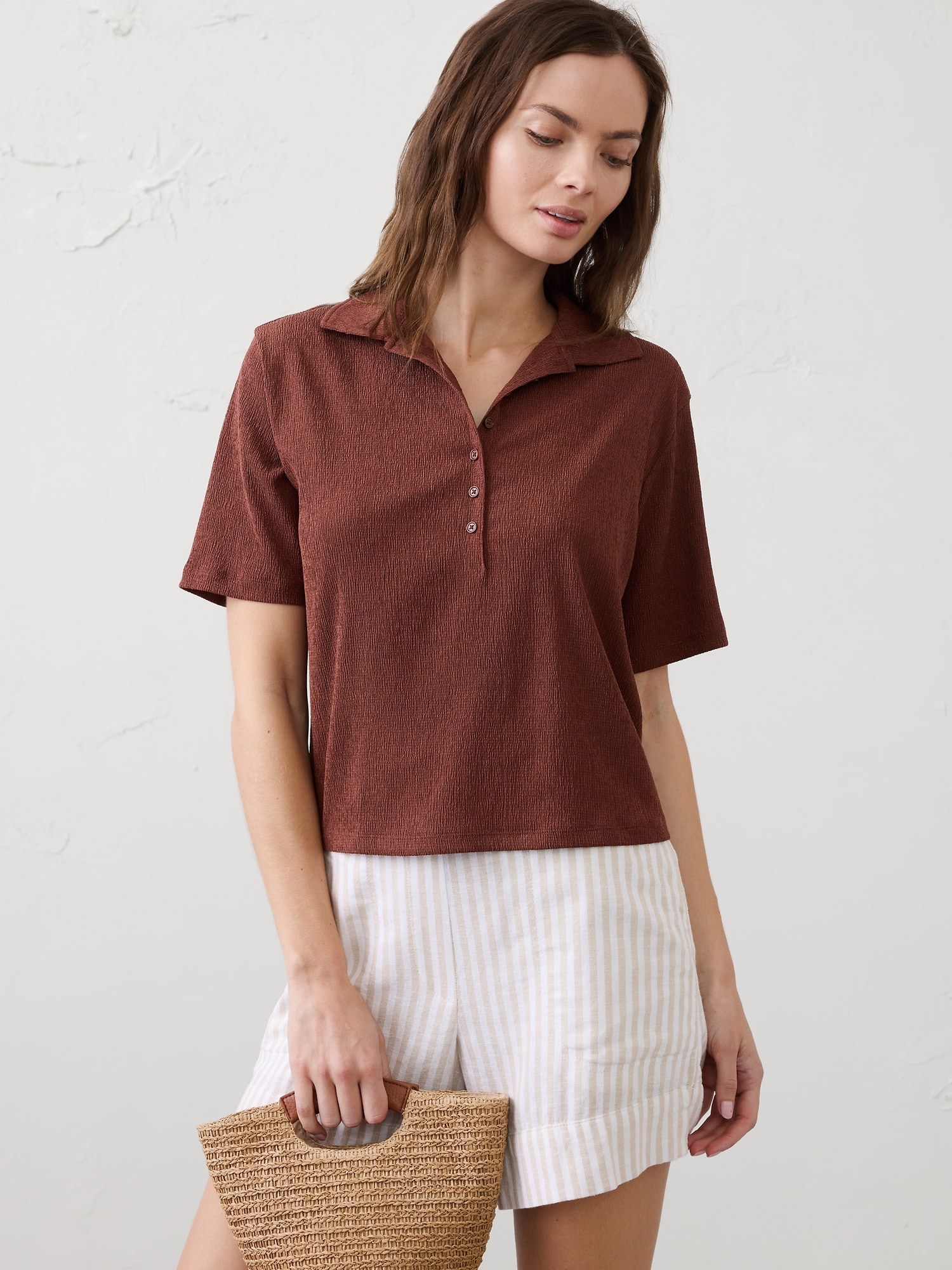 Image number 1 showing, Textured Smocked Polo
