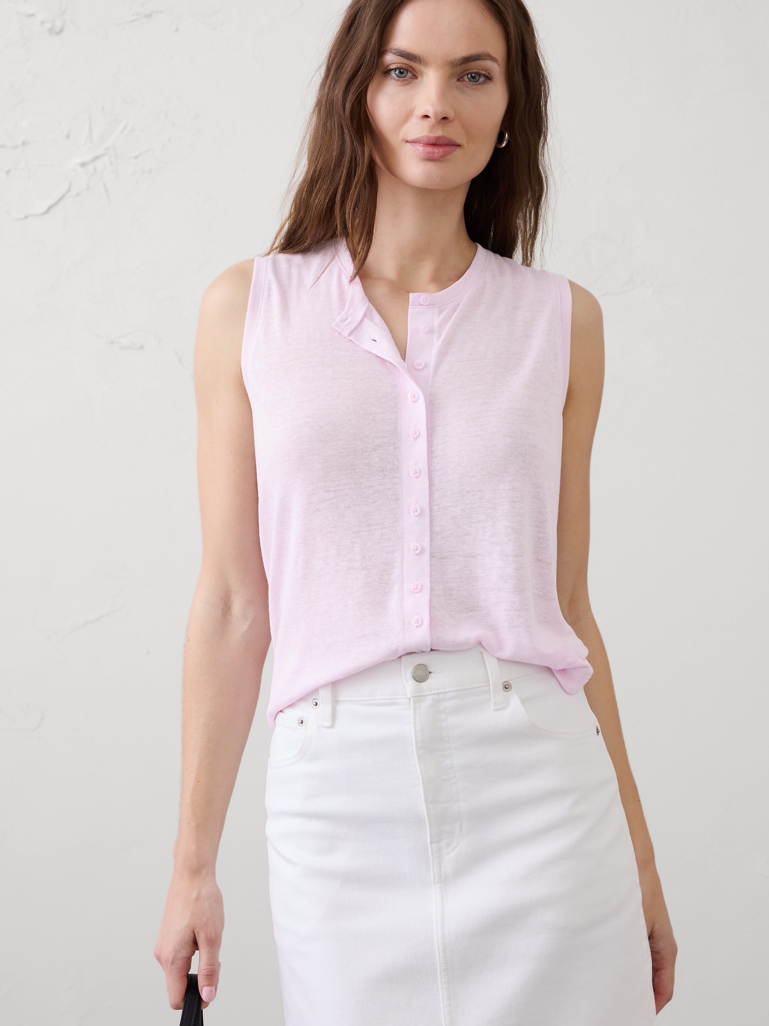 Image number 1 showing, Linen-Blend Tank