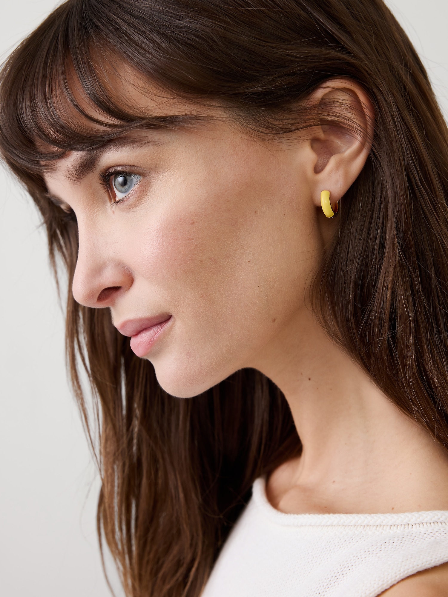 Image number 2 showing, Enamel Huggie Earrings