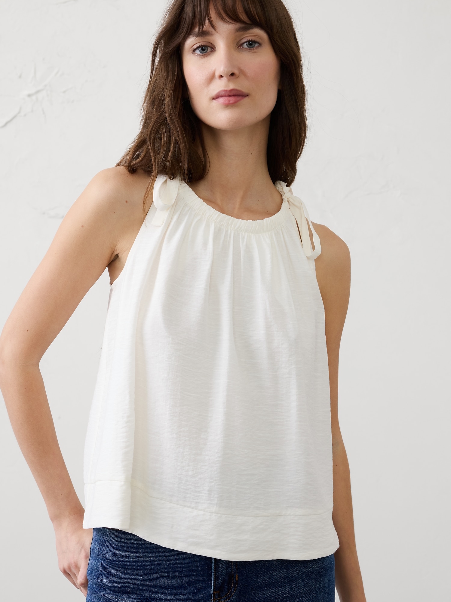 Image number 1 showing, Silky Tie-Shoulder Tank