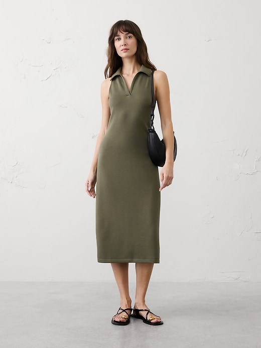 hot pink flowy dress ROVE Linen-Cotton Midi Dress - Crossover Back Ties main image 0