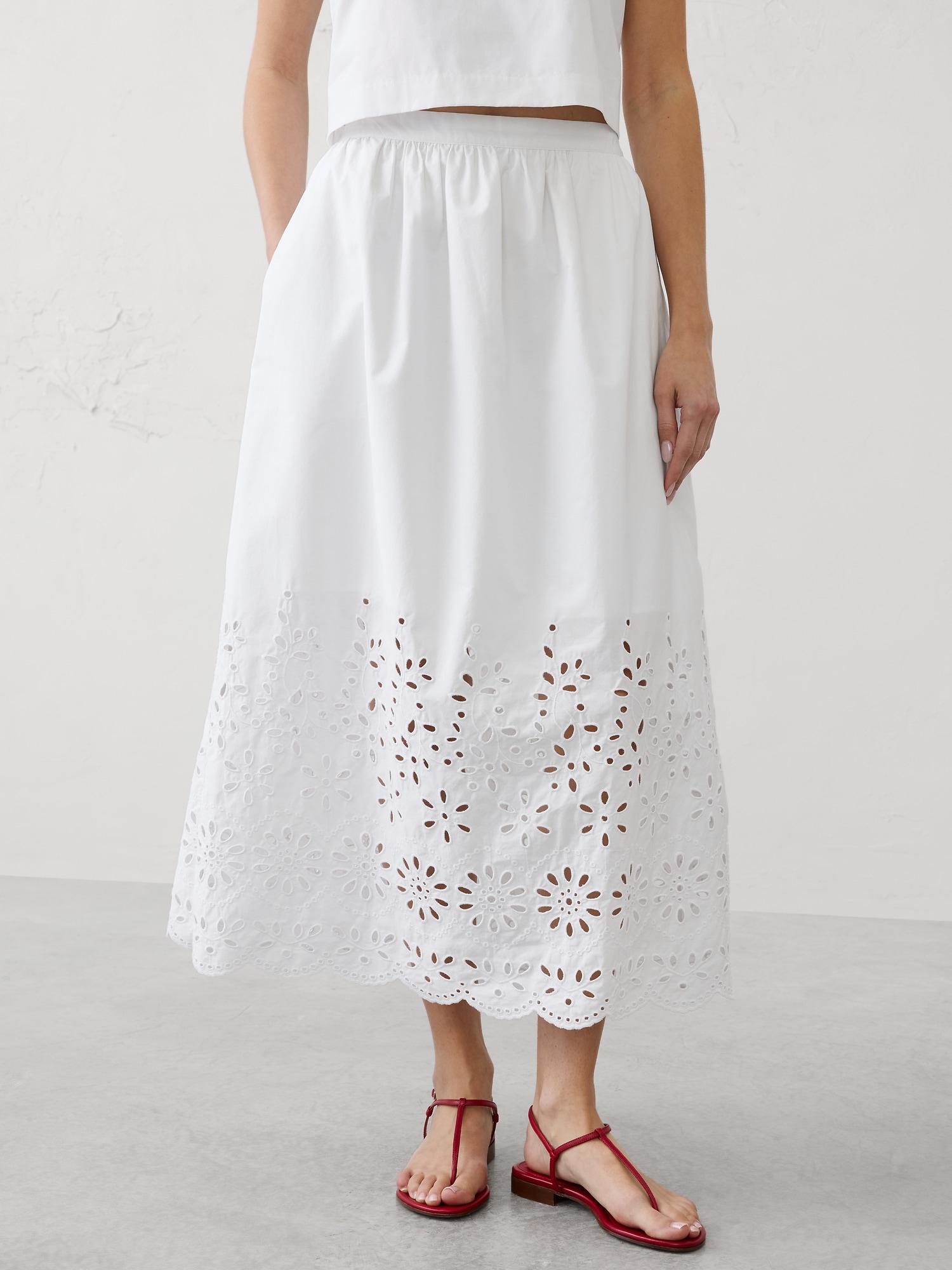 Image number 3 showing, Eyelet Midi Skirt