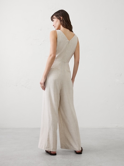 Linen-Blend V-Neck Jumpsuit | Banana Republic Factory