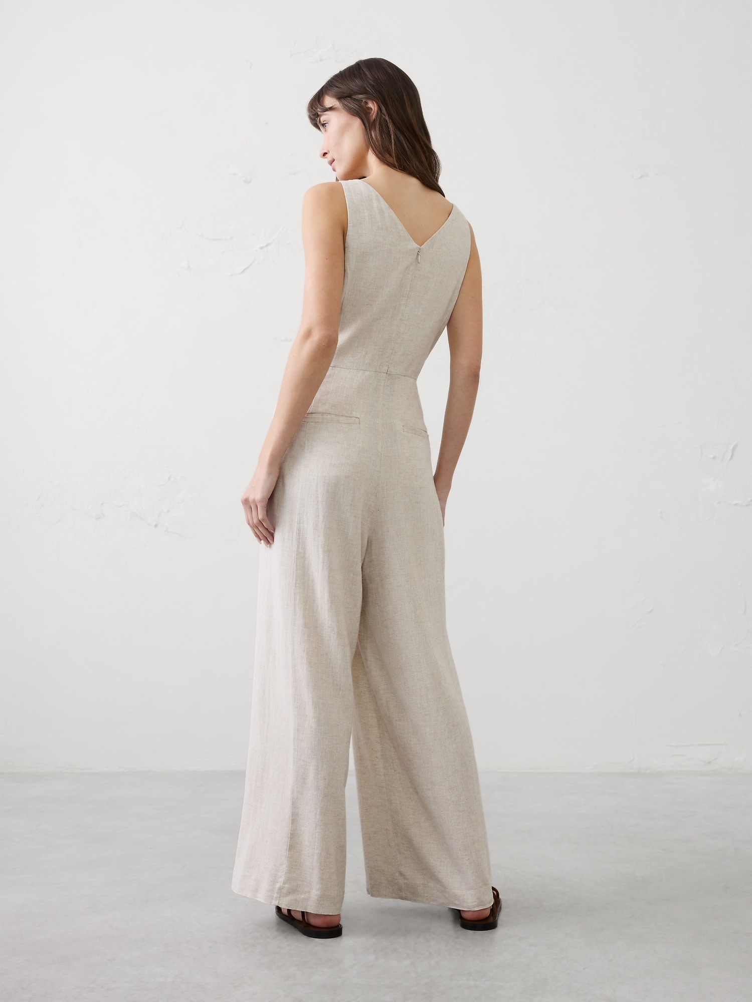Image number 2 showing, Linen-Blend Vee-Neck Jumpsuit
