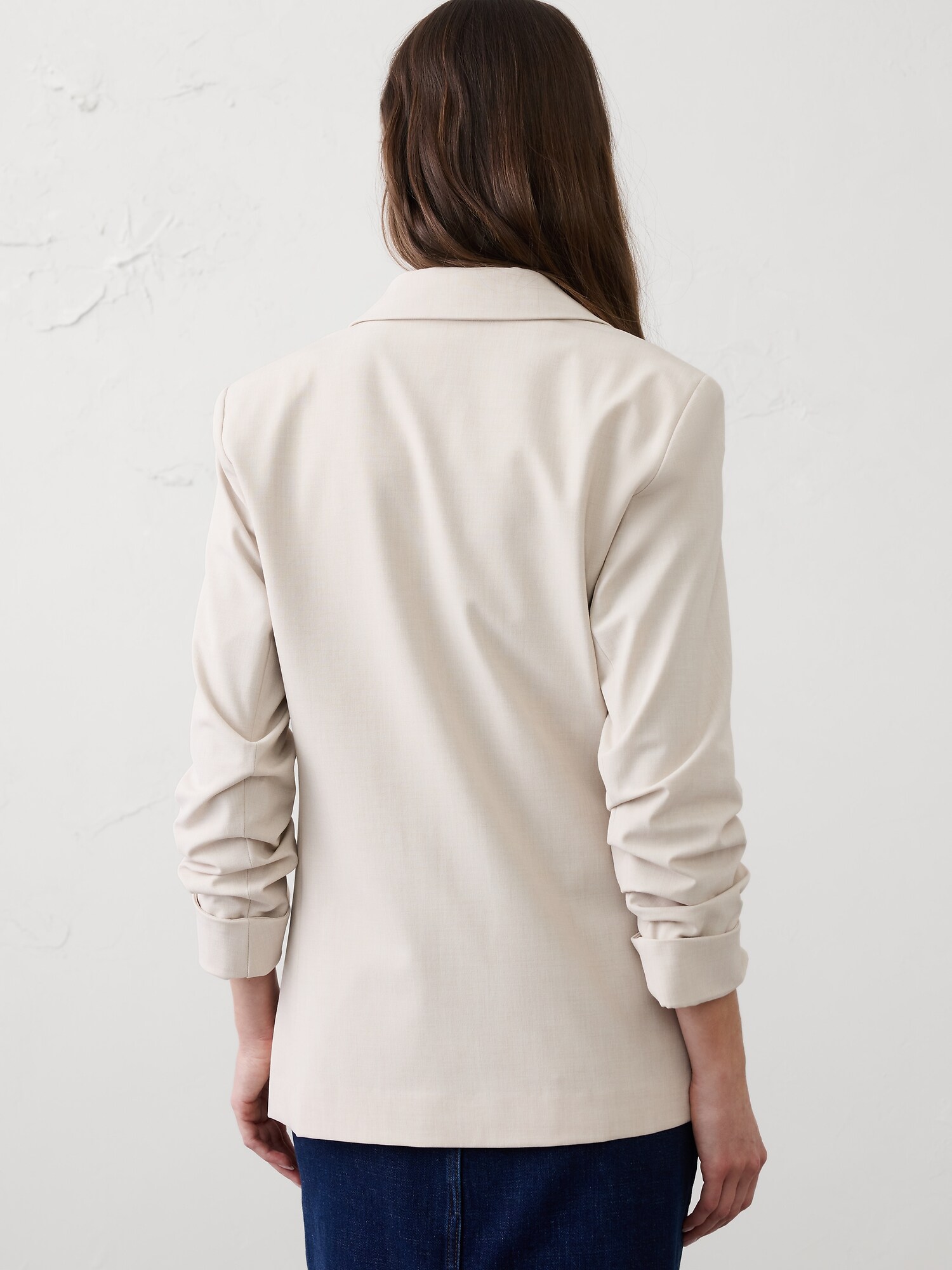 Image number 2 showing, Sculpted Stretch Ruched-Sleeve Blazer