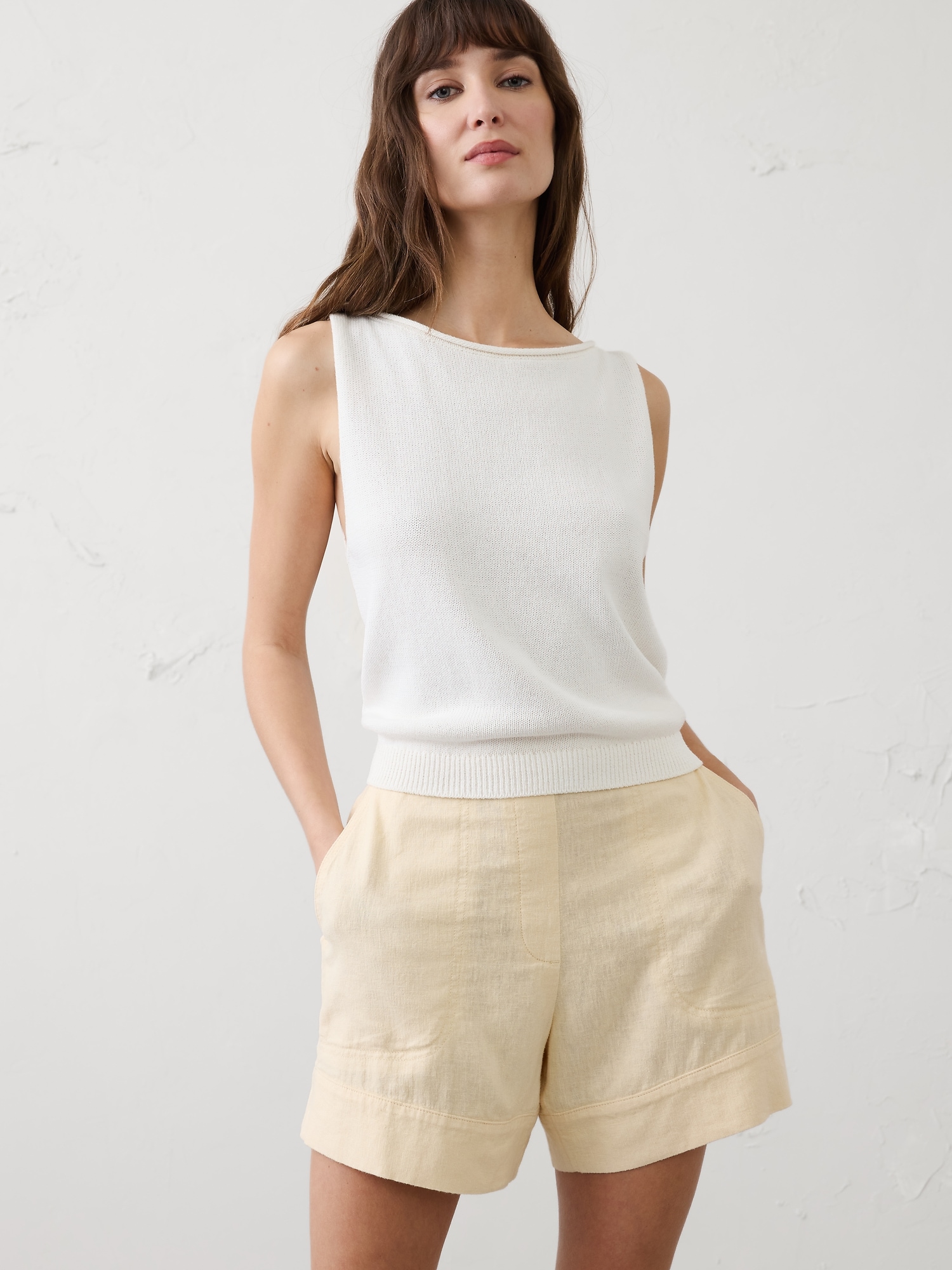 Image number 3 showing, High-Rise Linen-Blend Pull-On Short