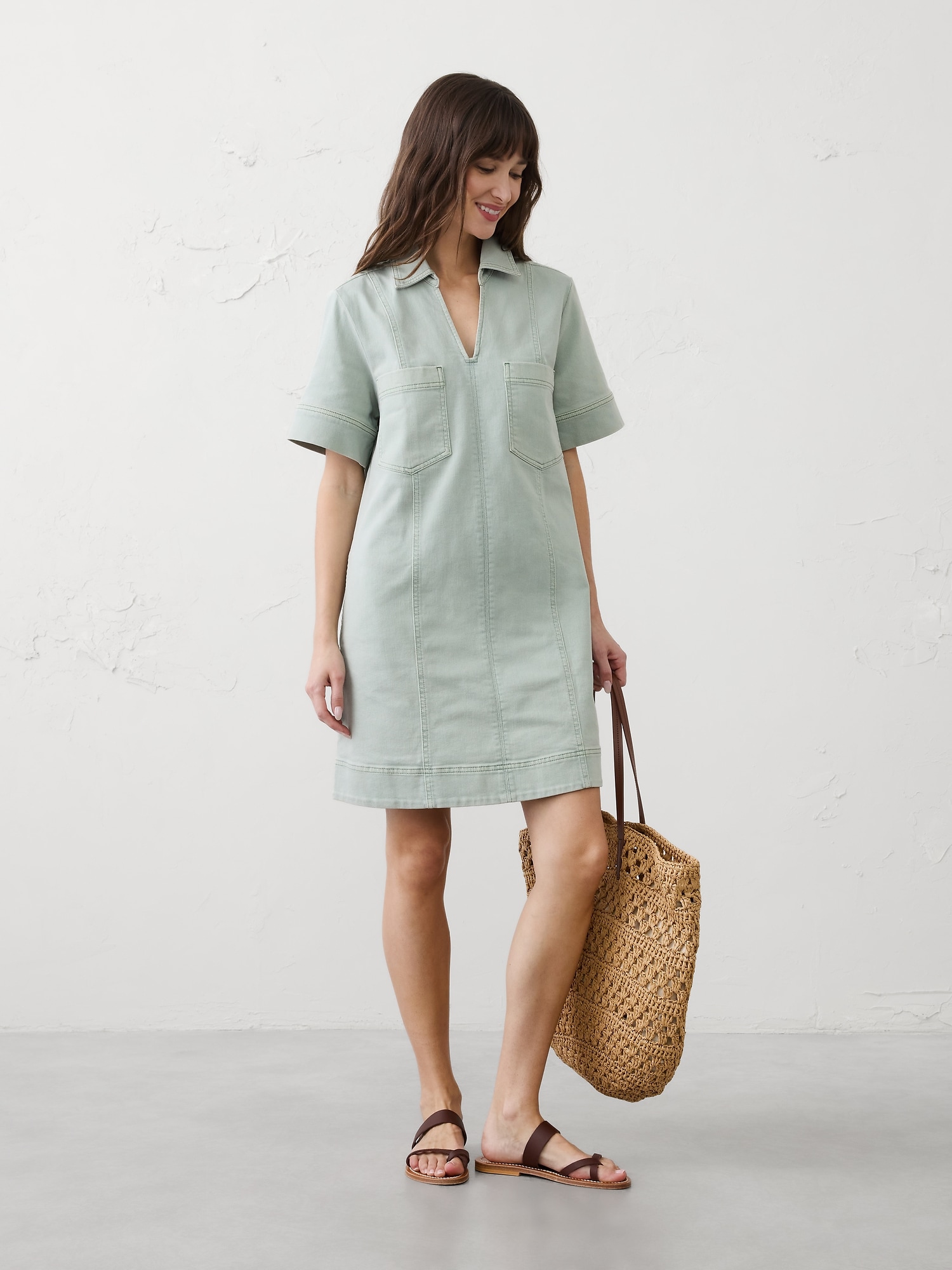 Denim Pocketed Mini Dress