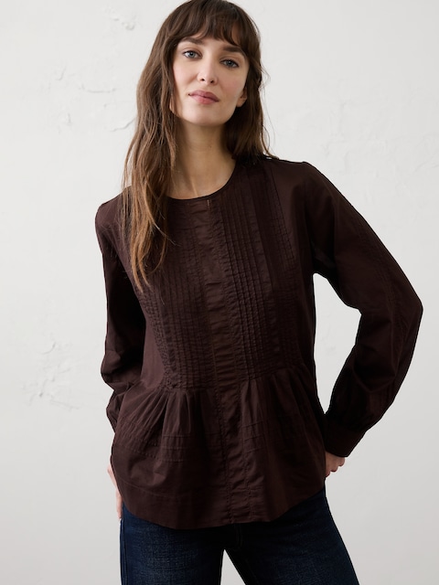 Pintuck Button-Back Top