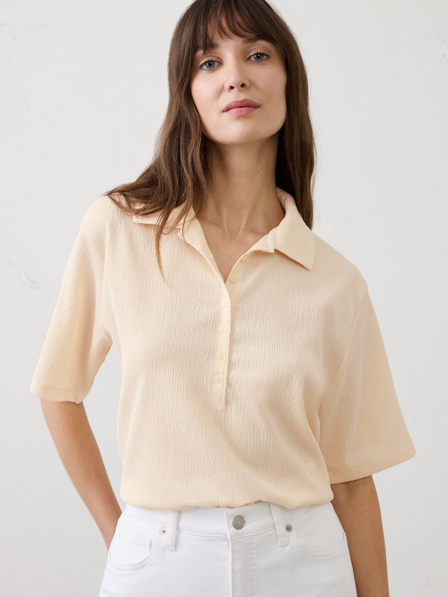 Image number 1 showing, Textured Smocked Polo