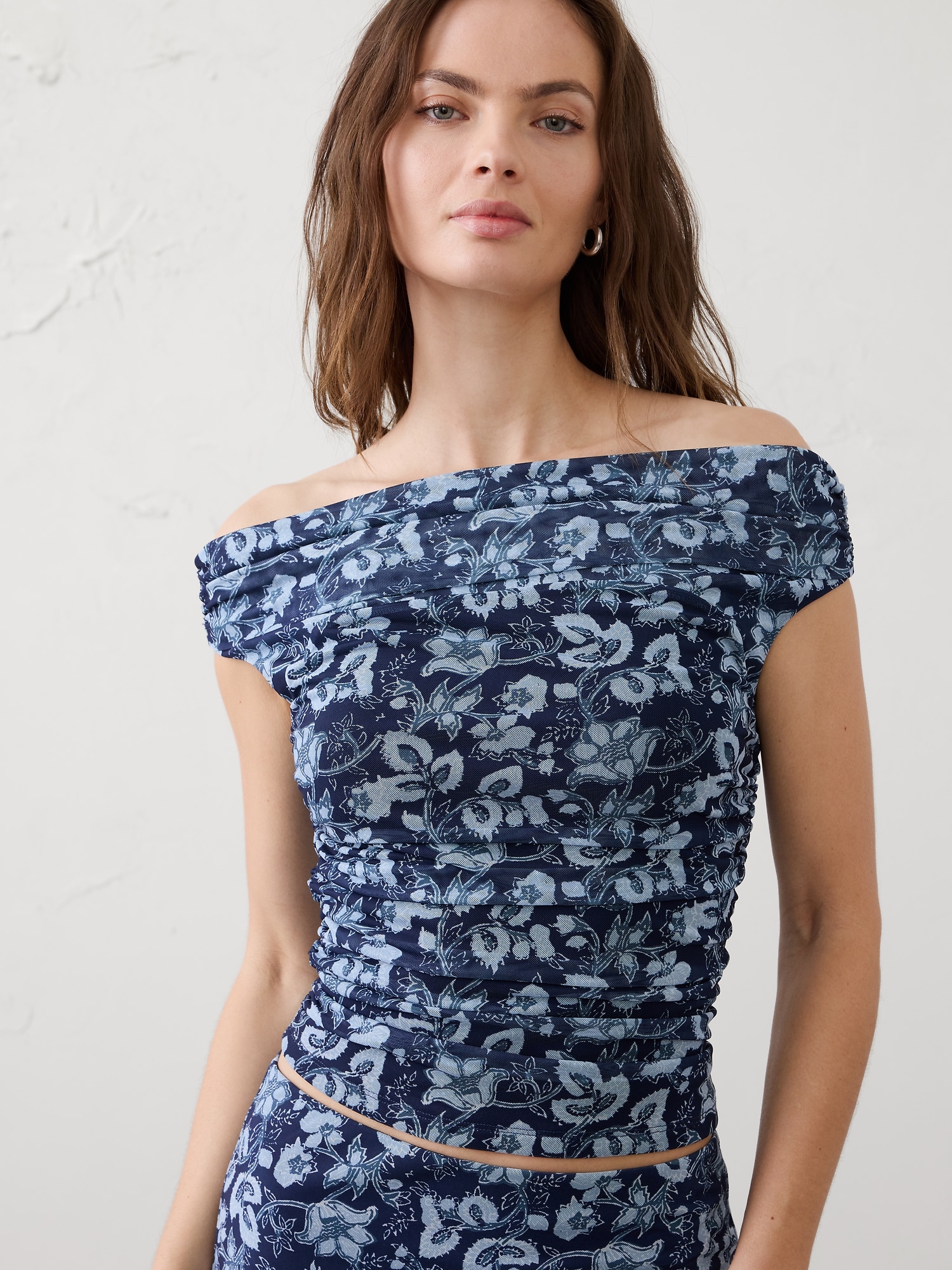 Image number 1 showing, Off-Shoulder Mesh Top