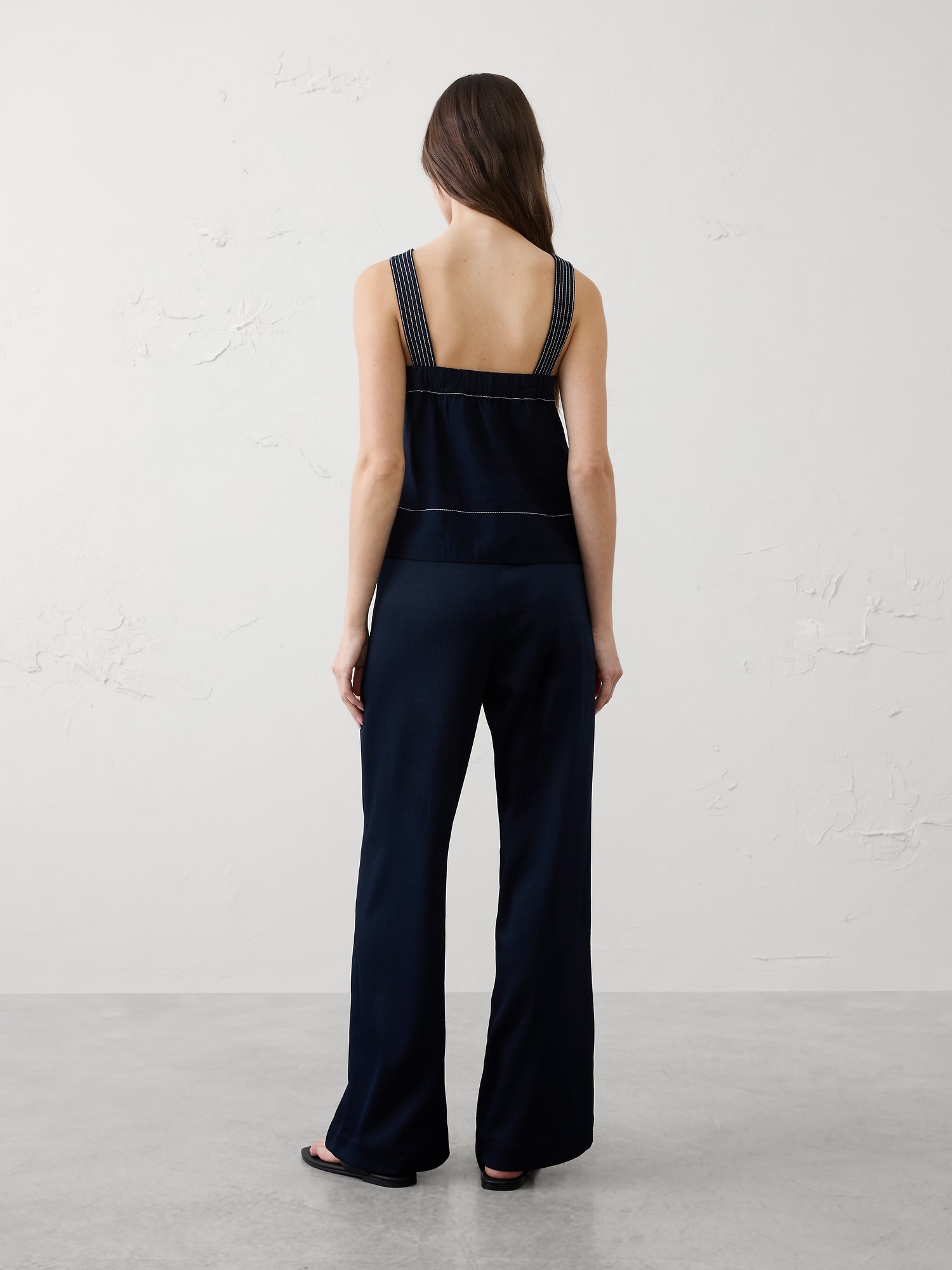 Image number 5 showing, Wide-Leg High-Rise Crinkle Satin Pull-On Pant