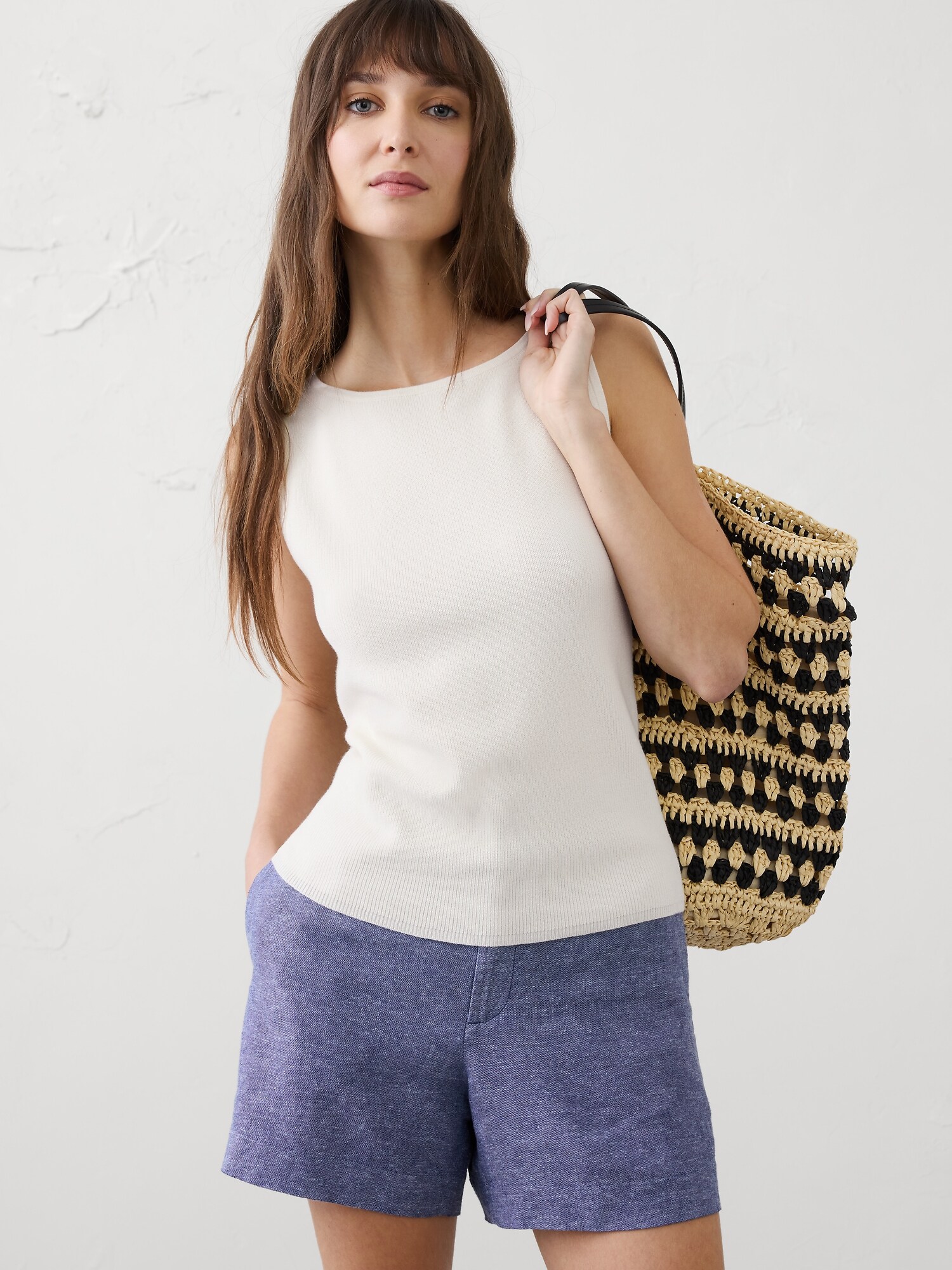 Image number 1 showing, Textured Boatneck Sweater Tank