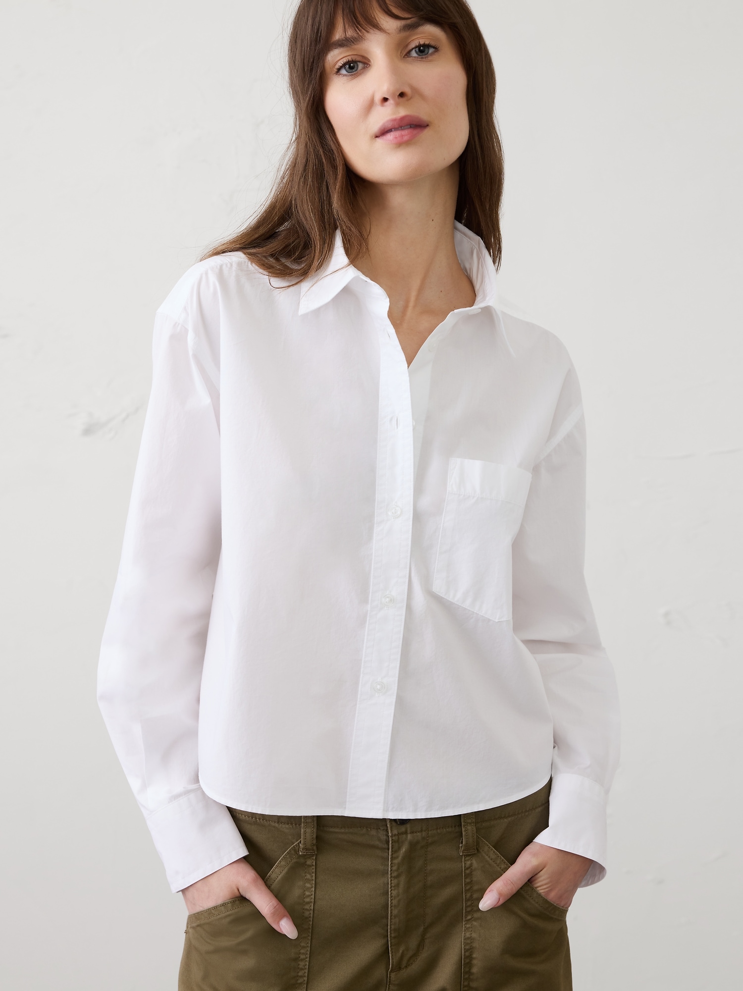Image number 1 showing, Cotton Cropped Shirt