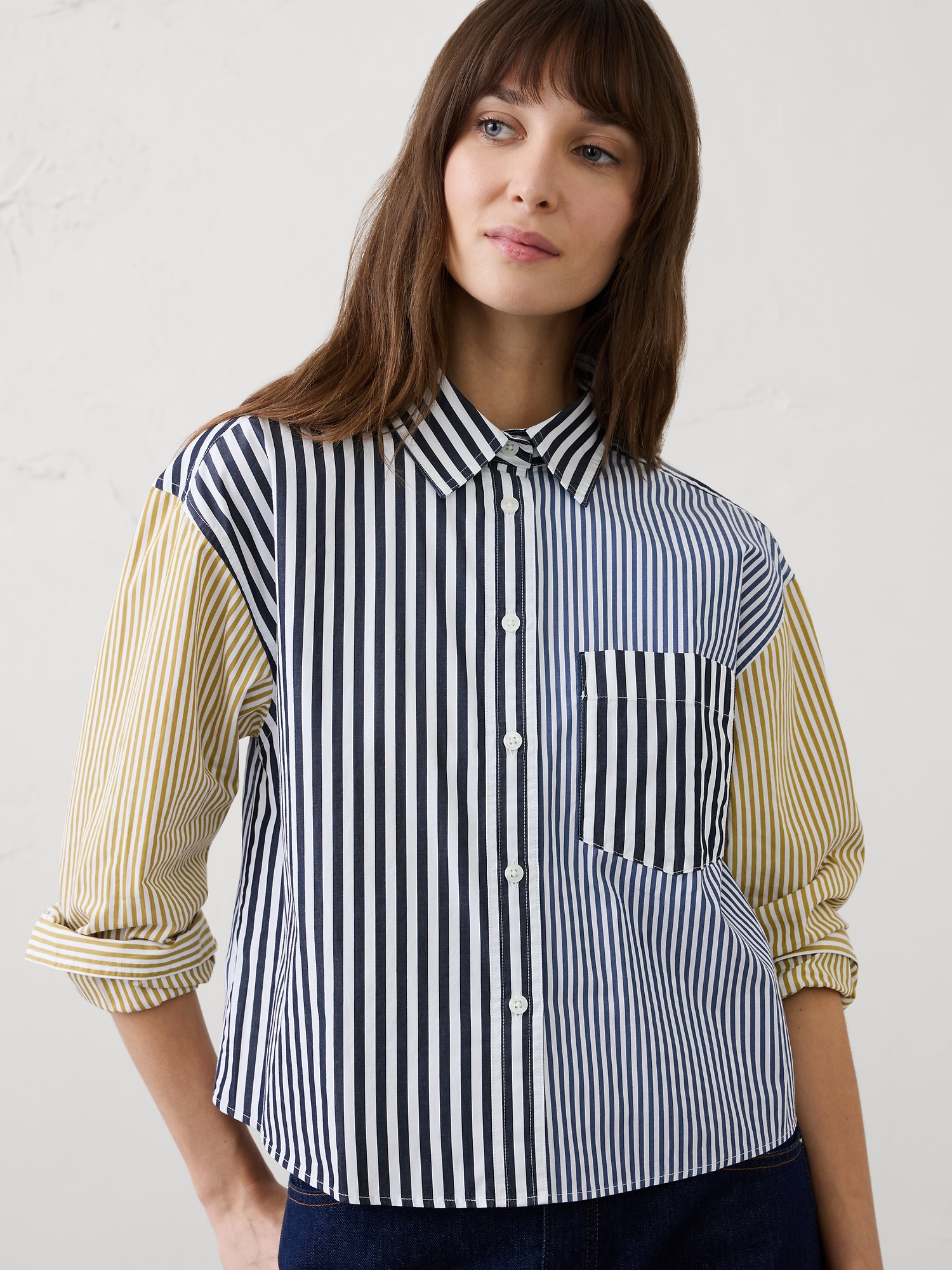 Image number 3 showing, Mixed Stripes Cropped Shirt
