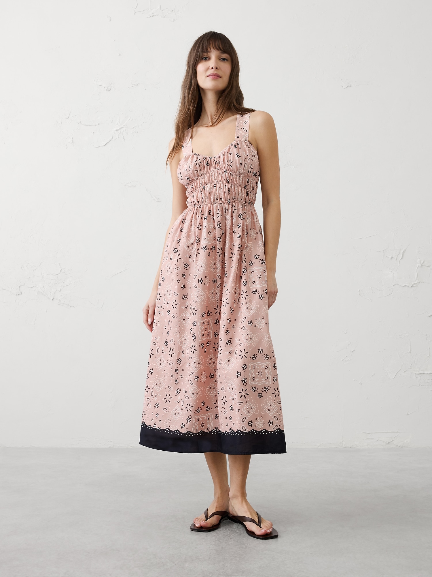 Image number 1 showing, Voile Shirred-Bust Midi Dress