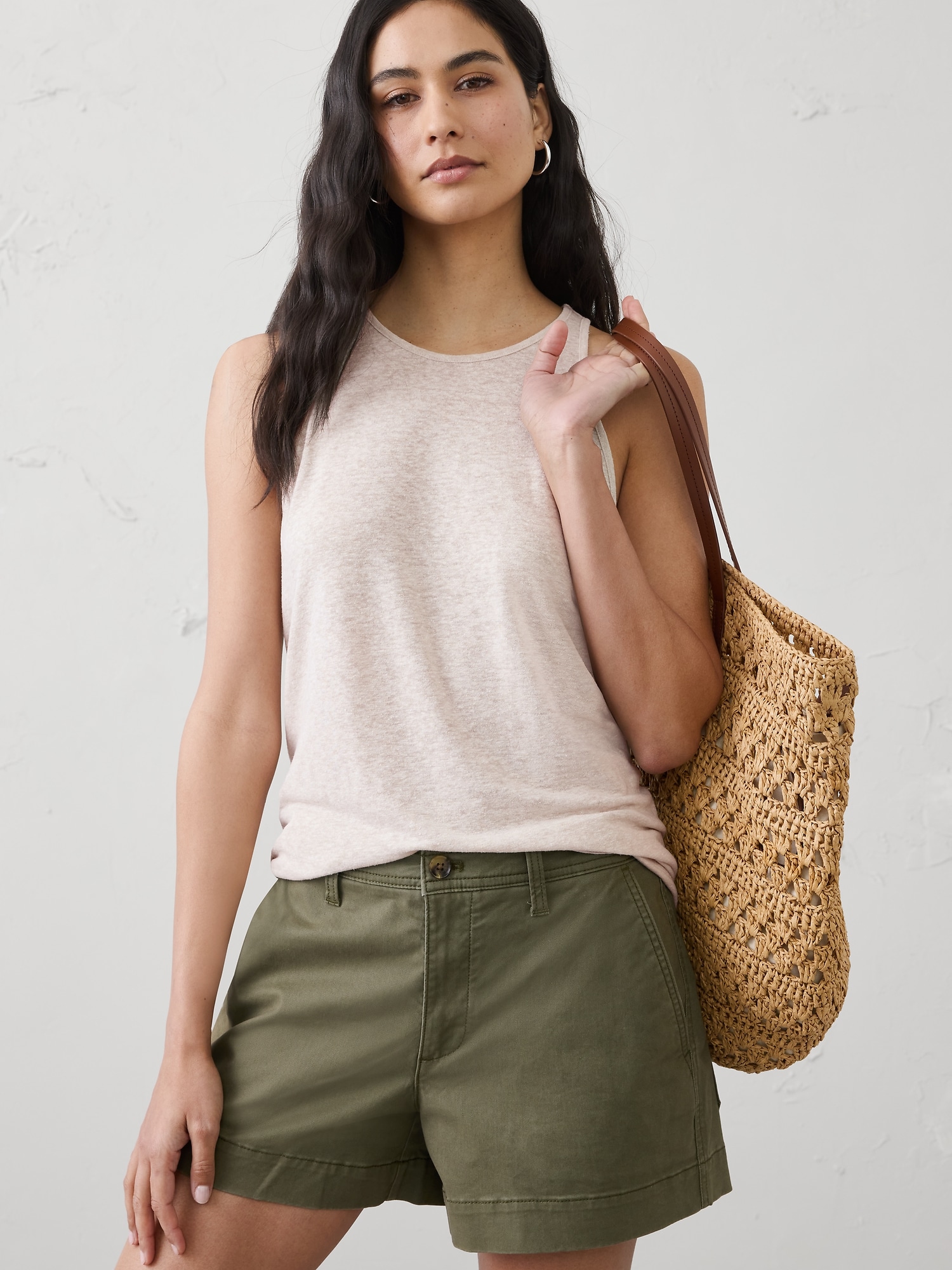 Image number 1 showing, Linen-Blend Racer Back Tank