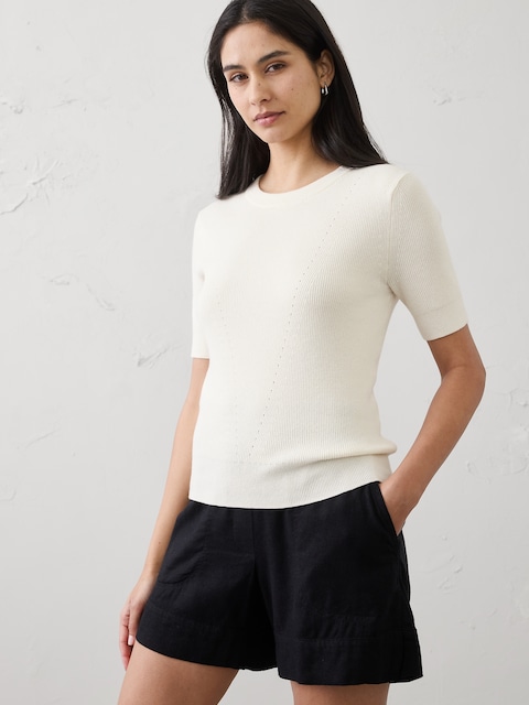 Cotton Pointelle Sweater