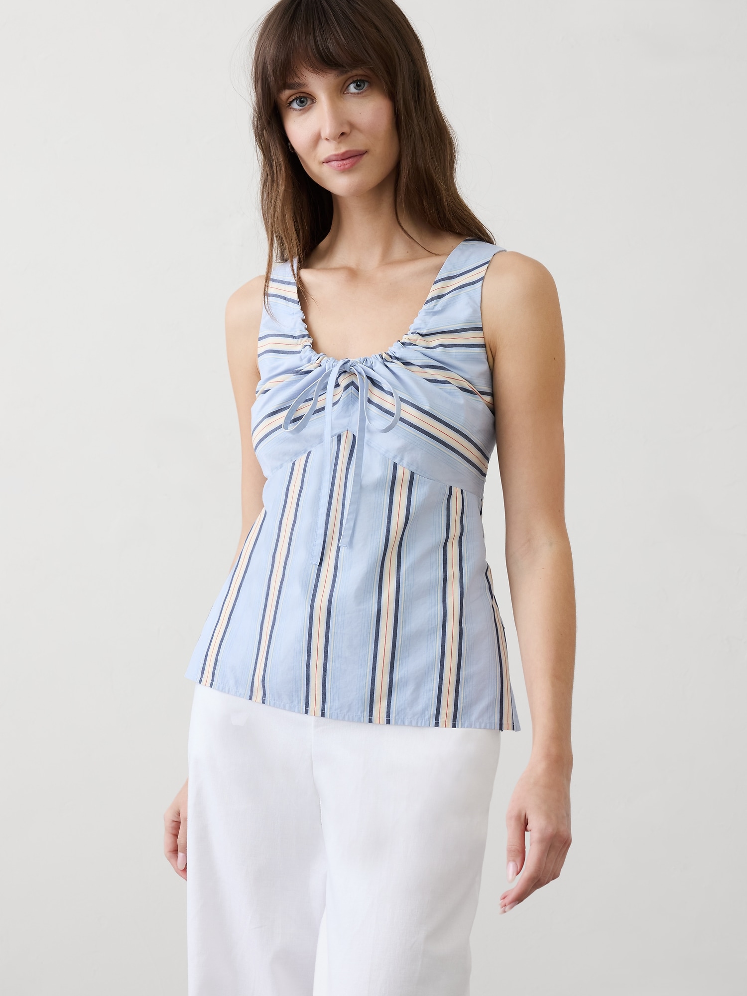 Image number 1 showing, Poplin Cinched Bust-Tie Top
