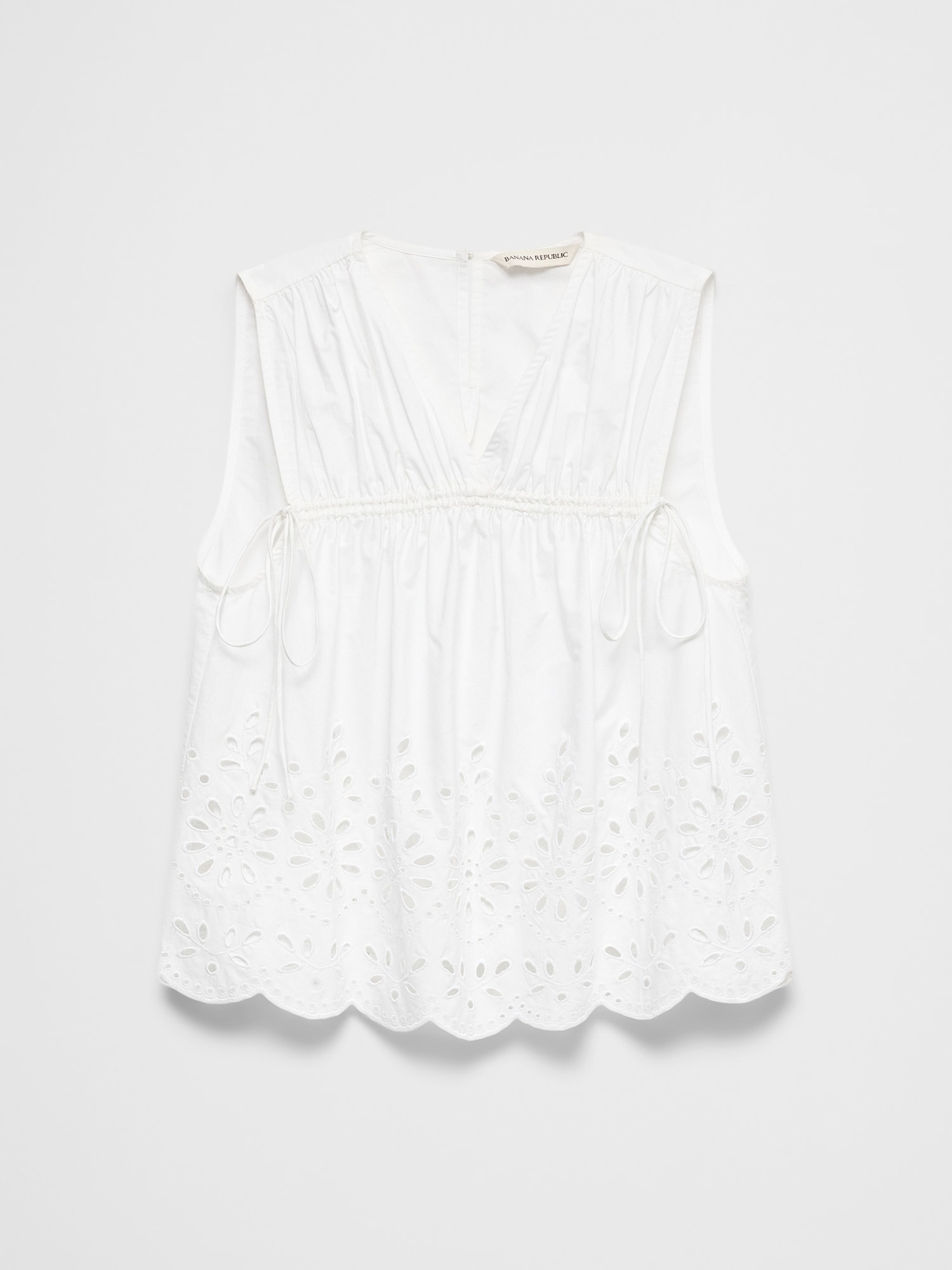Image number 4 showing, Poplin Cinched-Ties Eyelet Top