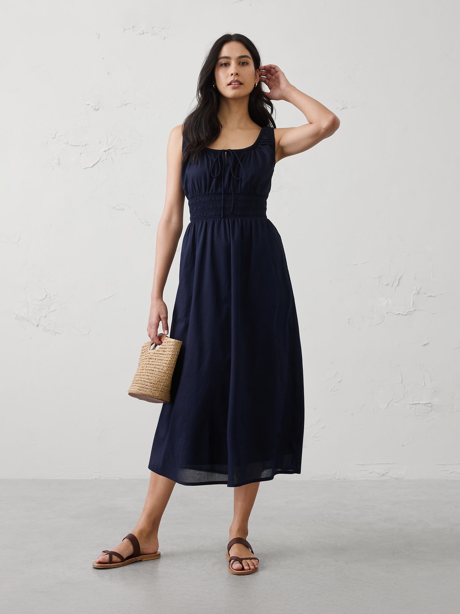 Image number 1 showing, Smocked Waist Midi Dress